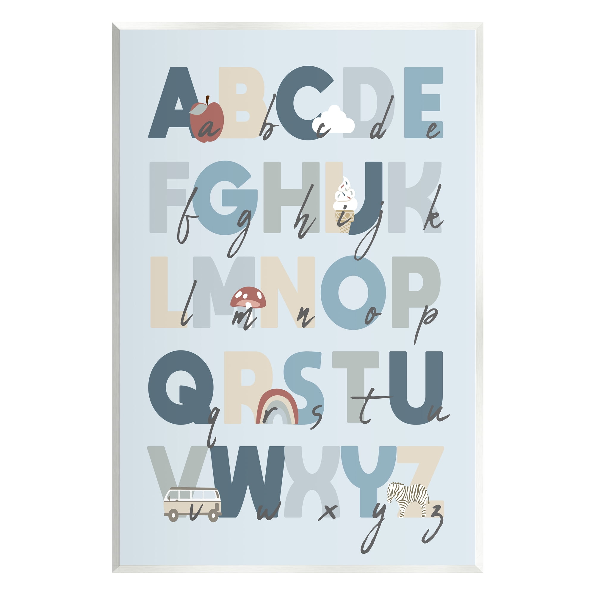 Stupell Industries Soft Blue Alphabet Chart Botanical & Floral Painting Unframed Art Print Wall Art, 10 x 15