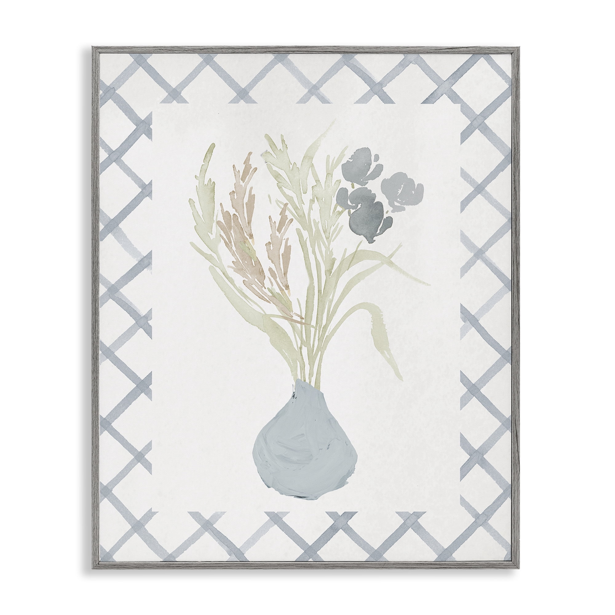 Stupell Industries Soft Blue Anna Bouquet Gray Framed Giclee Art, design by Elizabeth Medley