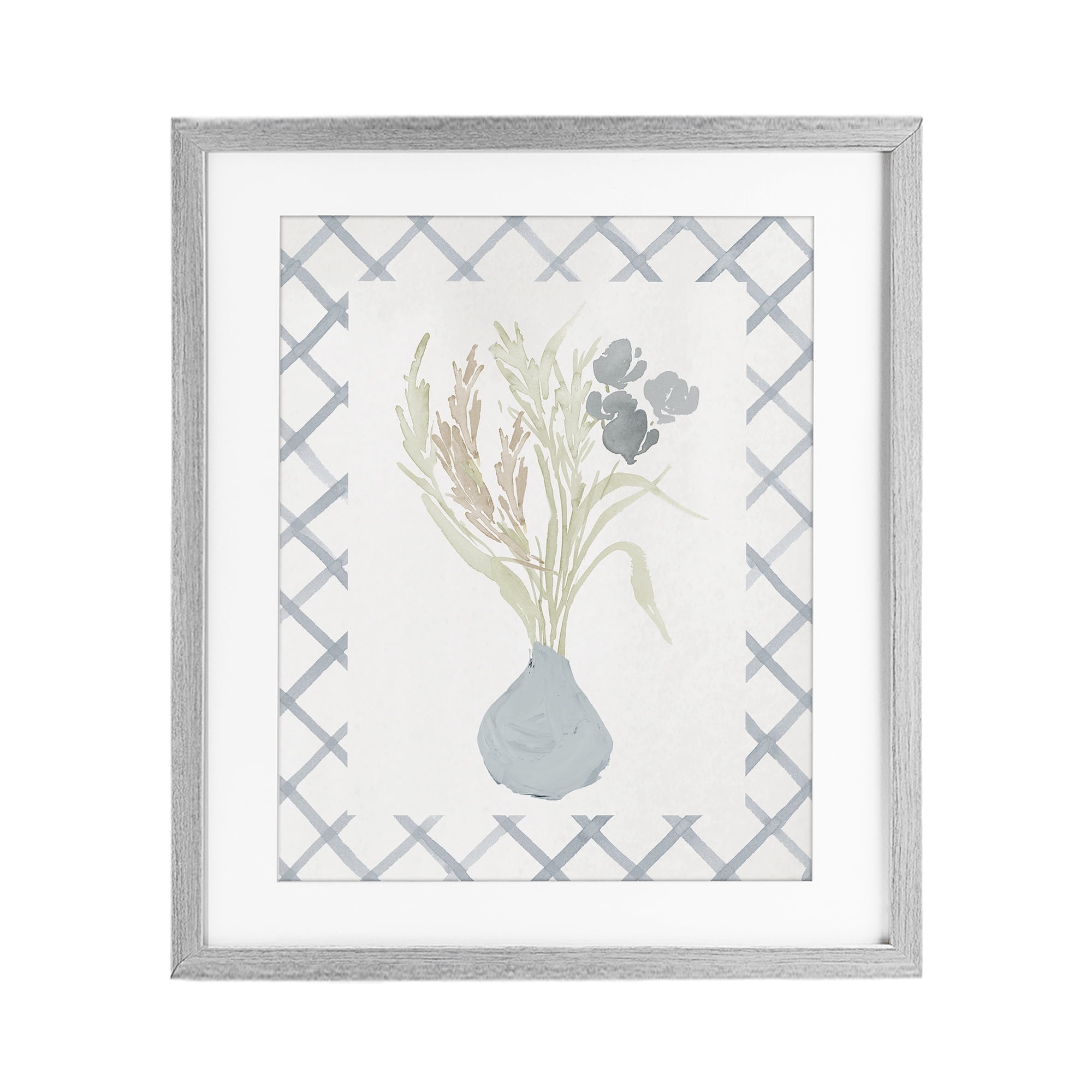 Stupell Industries Soft Blue Anna Bouquet Gray Framed Print Under Glass, design by Elizabeth Medley
