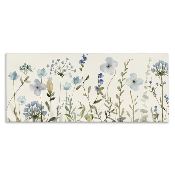Stupell Industries Soft Blue Botanicals Garden Floral Painting Wrapped Canvas Canvas Art Print Wall Art, 40 x 17
