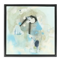 Stupell Industries Soft Blue Complex Abstraction Abstract Painting Black Floater Framed Canvas Art Print Wall Art, 18 x 18