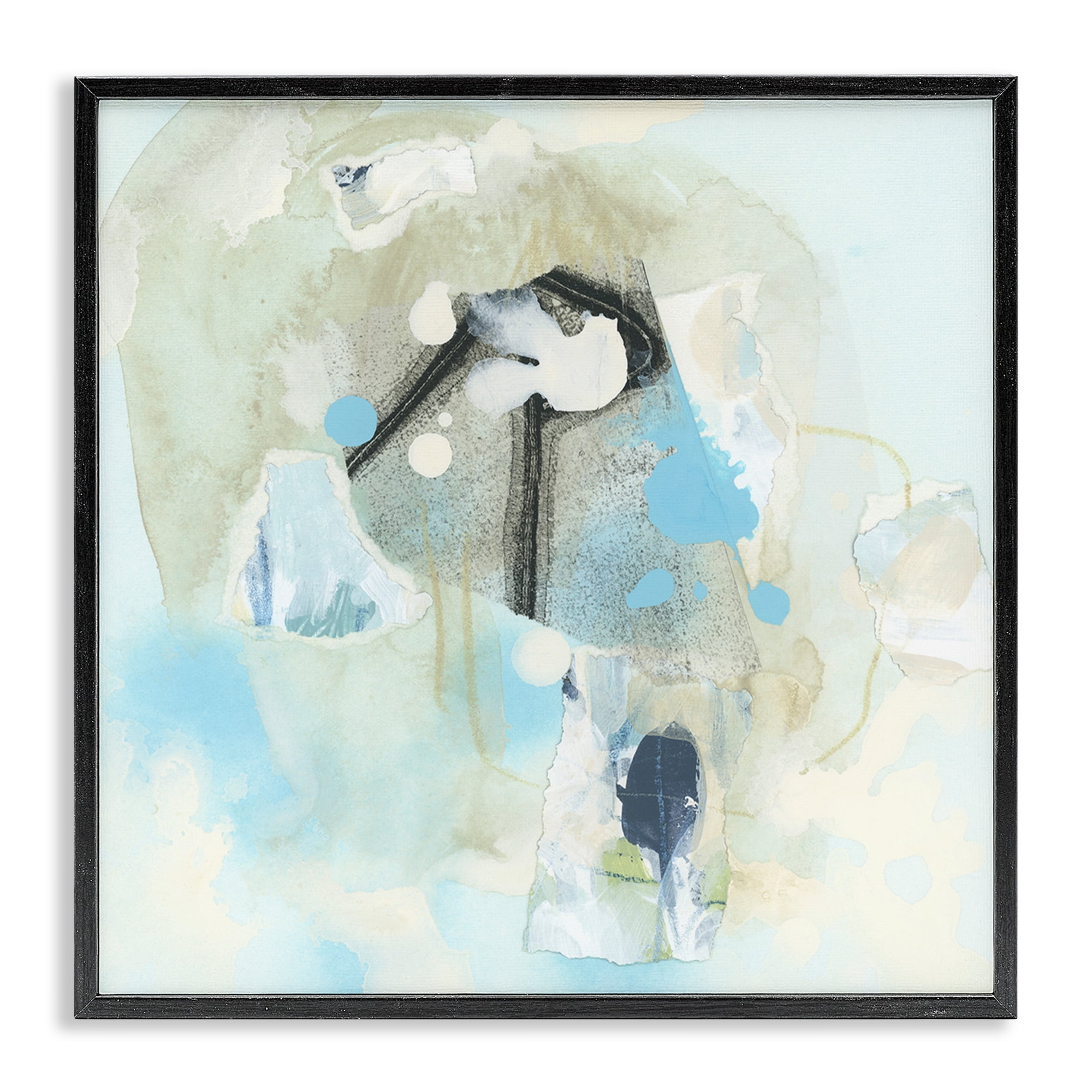 Stupell Industries Soft Blue Complex Abstraction Abstract Painting Black Framed Art Print Wall Art, 17 x 17