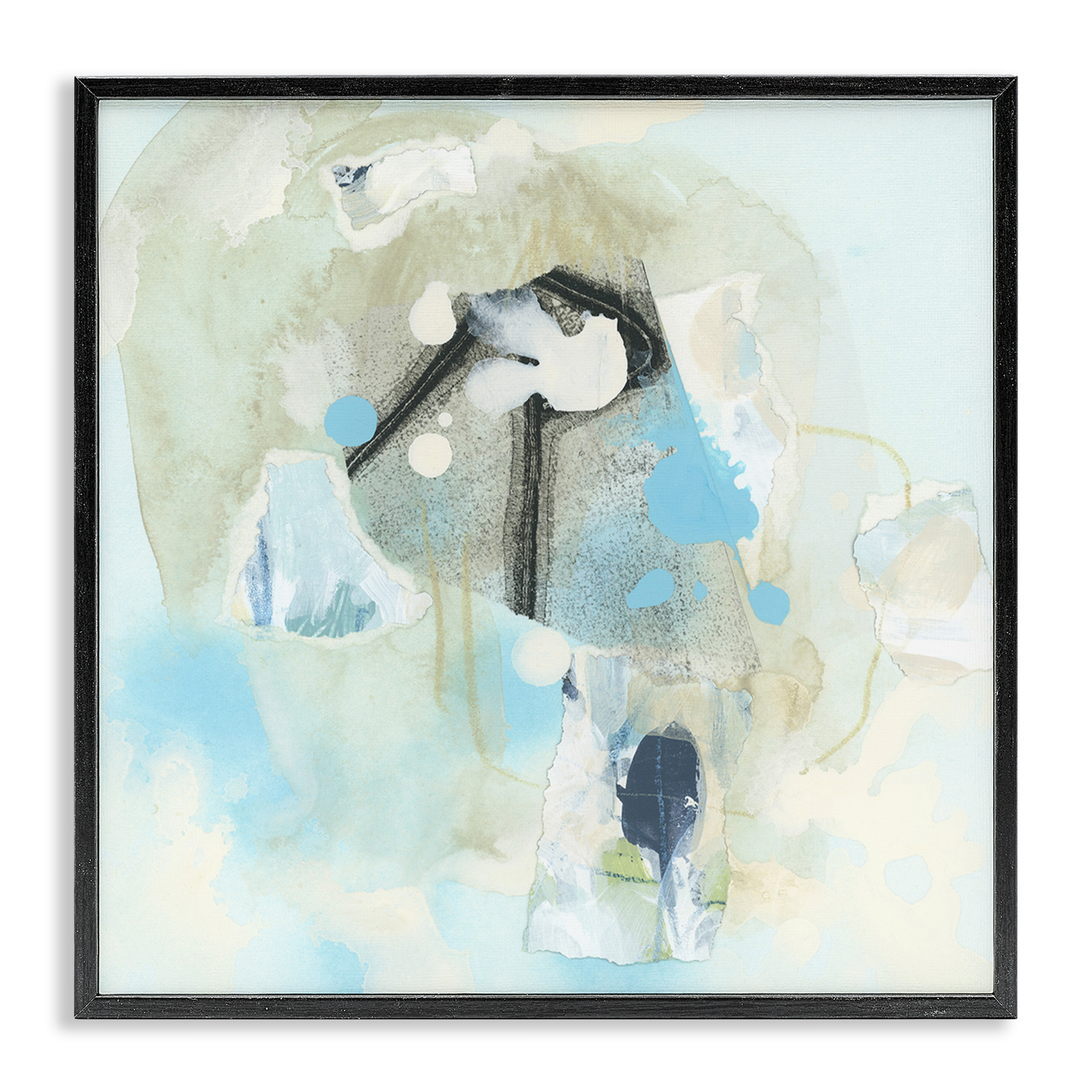Stupell Industries Soft Blue Complex Abstraction Abstract Painting Black Framed Art Print Wall Art, 24 x 24