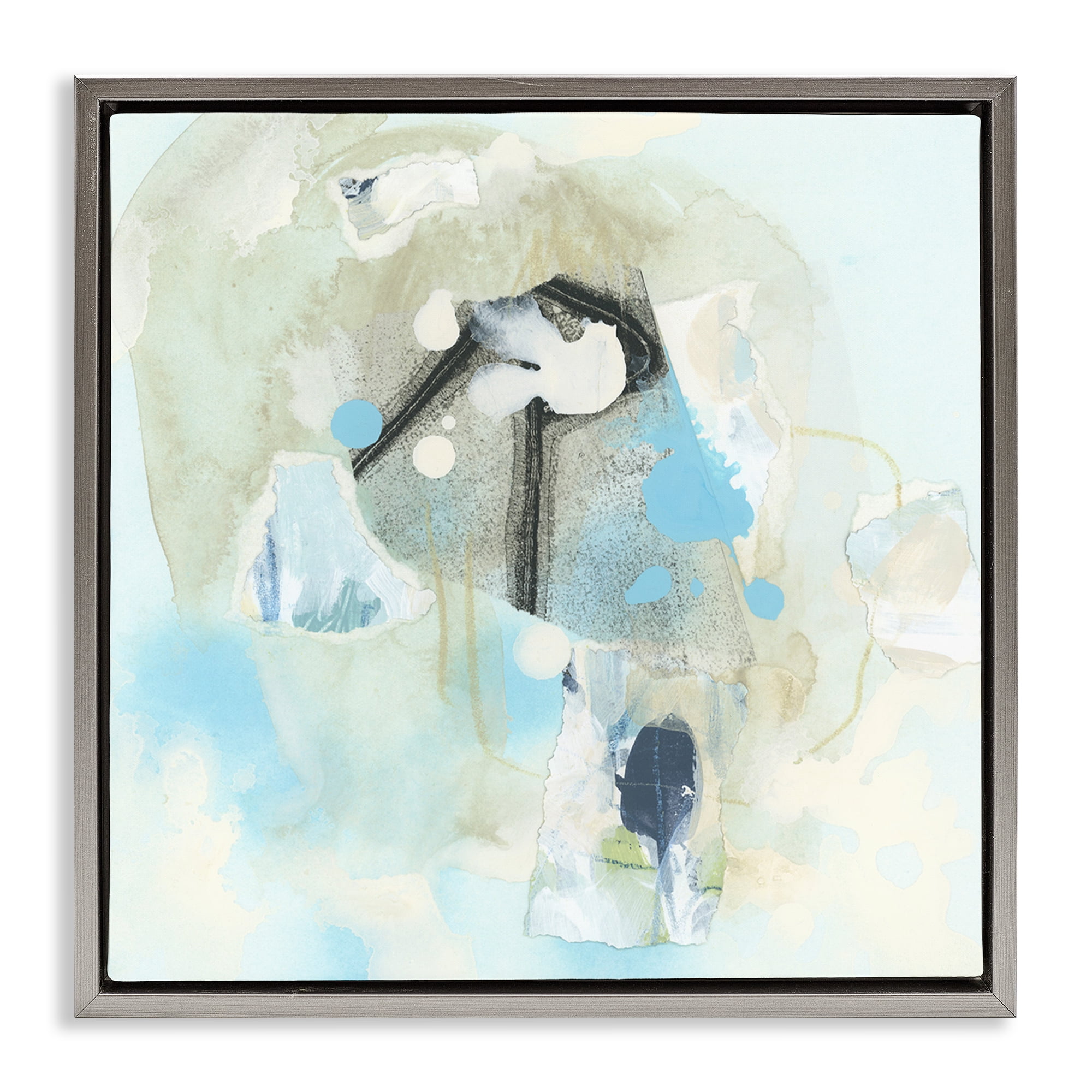 Stupell Industries Soft Blue Complex Abstraction Abstract Painting Gray Floater Framed Canvas Art Print Wall Art, 25 x 25