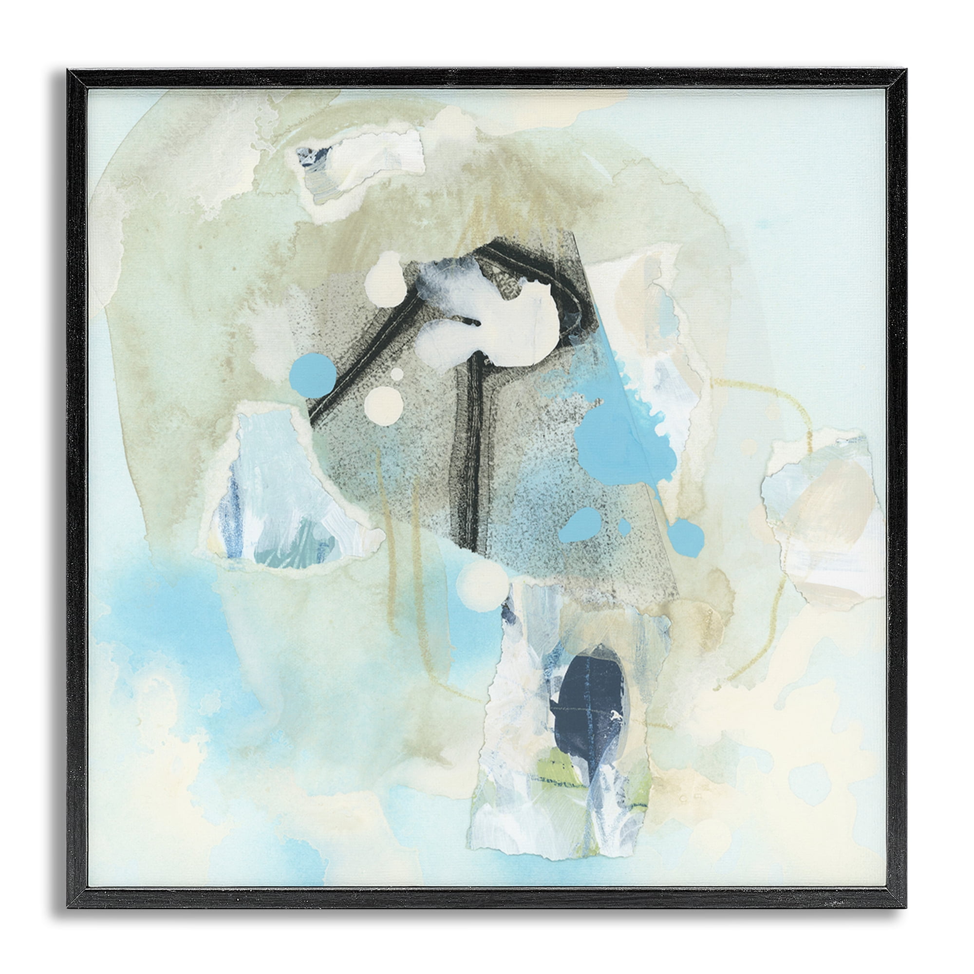 Stupell Industries Soft Blue Complex Abstraction Abstract Painting Gray Framed Art Print Wall Art, 12 x 12