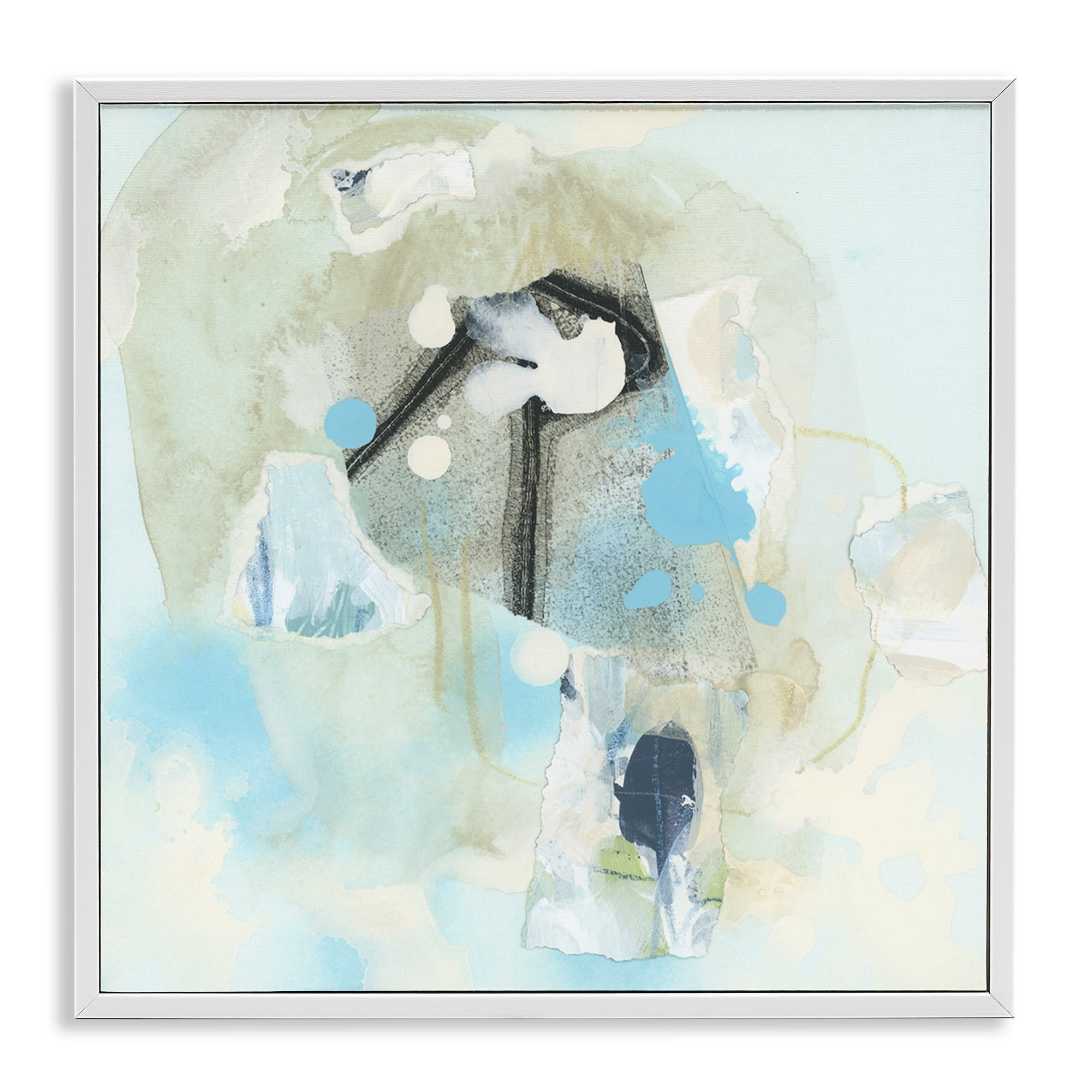 Stupell Industries Soft Blue Complex Abstraction Abstract Painting White Framed Art Print Wall Art, 17 x 17