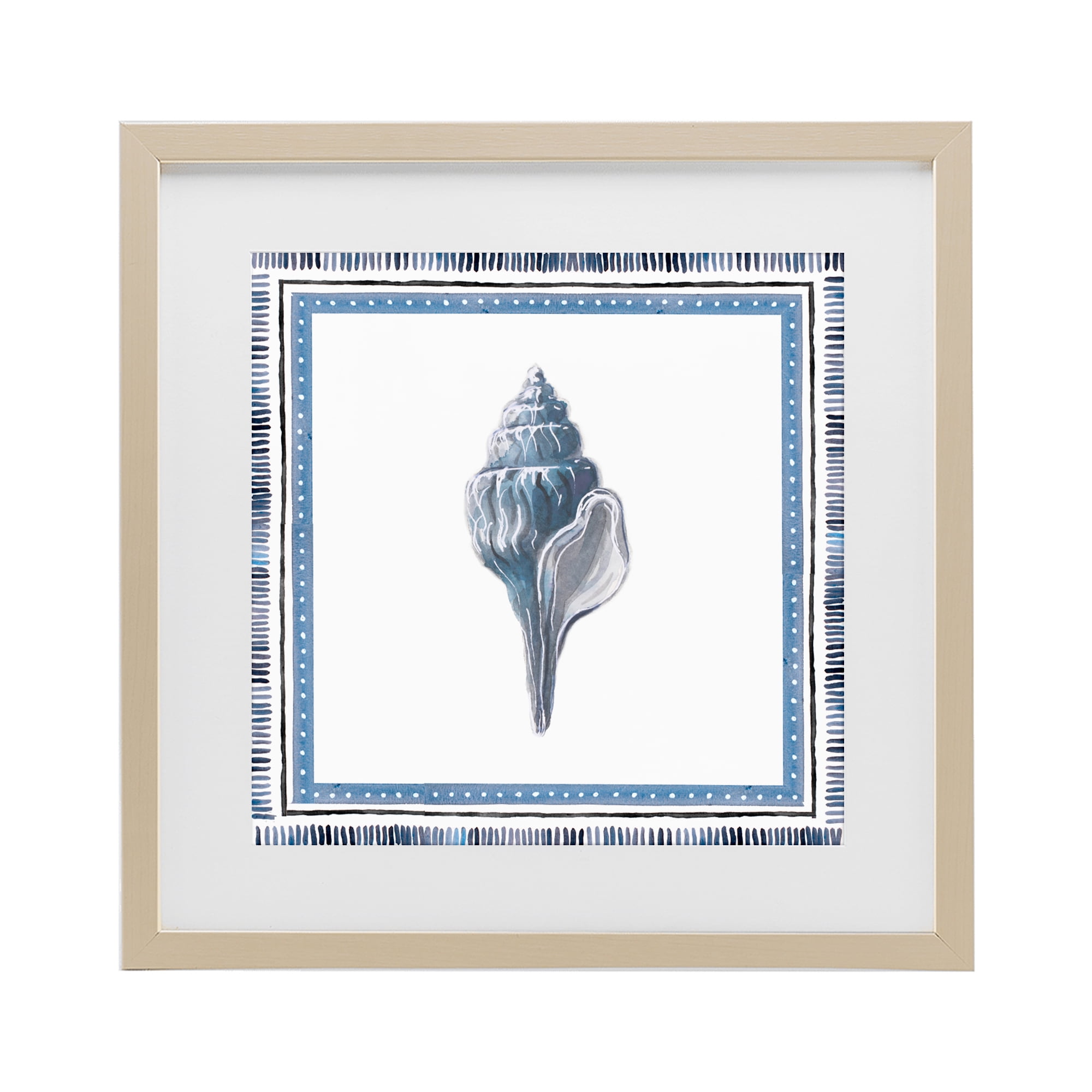 Stupell Industries Soft Blue Conch Shell Birch Framed Print Under Glass, design by Lanie Loreth