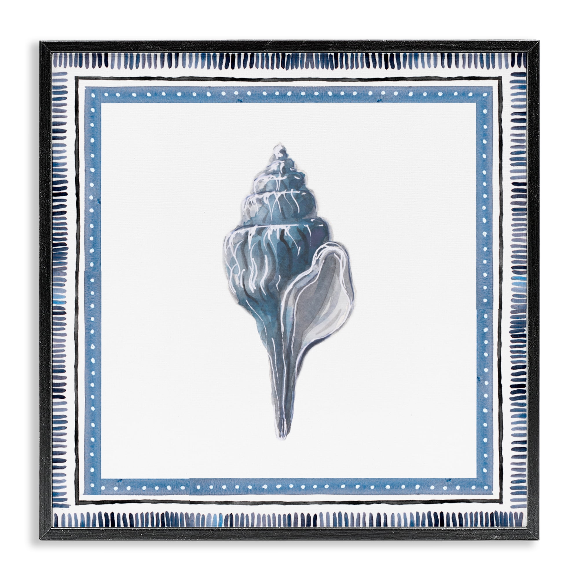 Stupell Industries Soft Blue Conch Shell Black Framed Giclee Art, design by Lanie Loreth