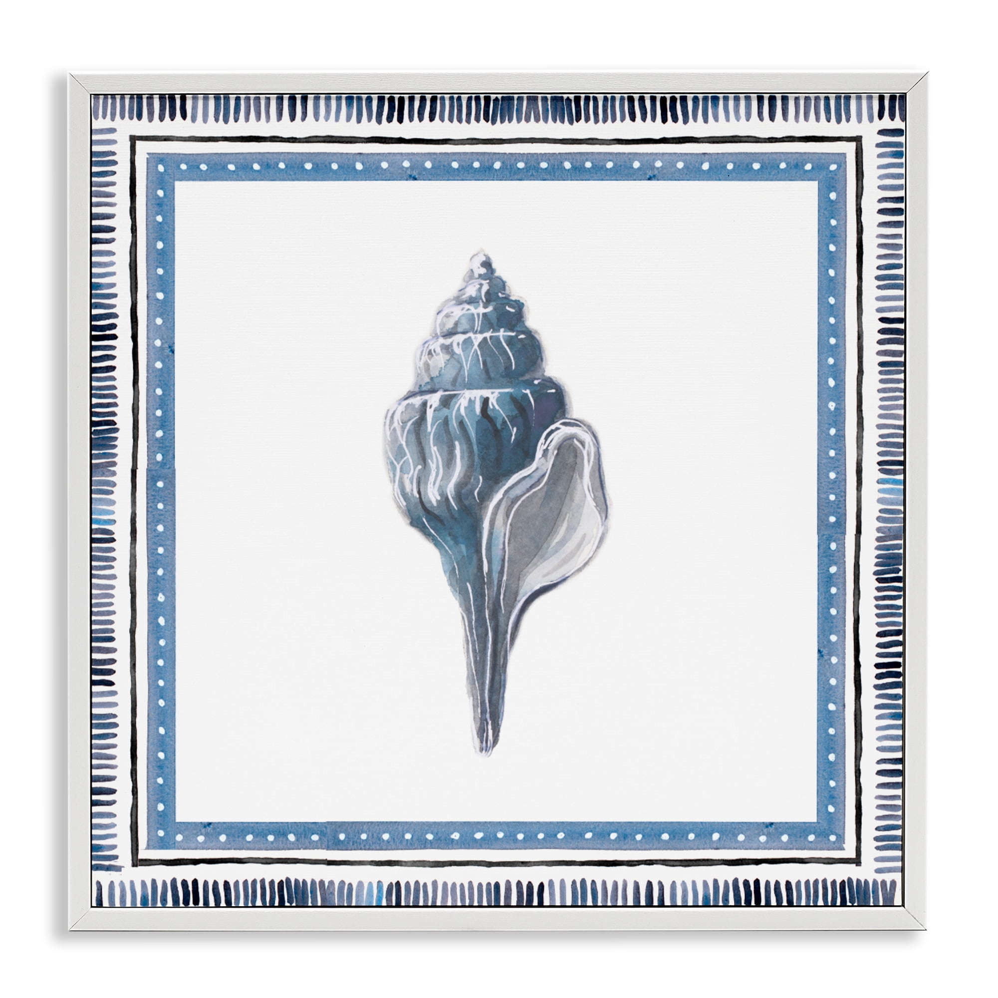 Stupell Industries Soft Blue Conch Shell White Framed Giclee Art, design by Lanie Loreth