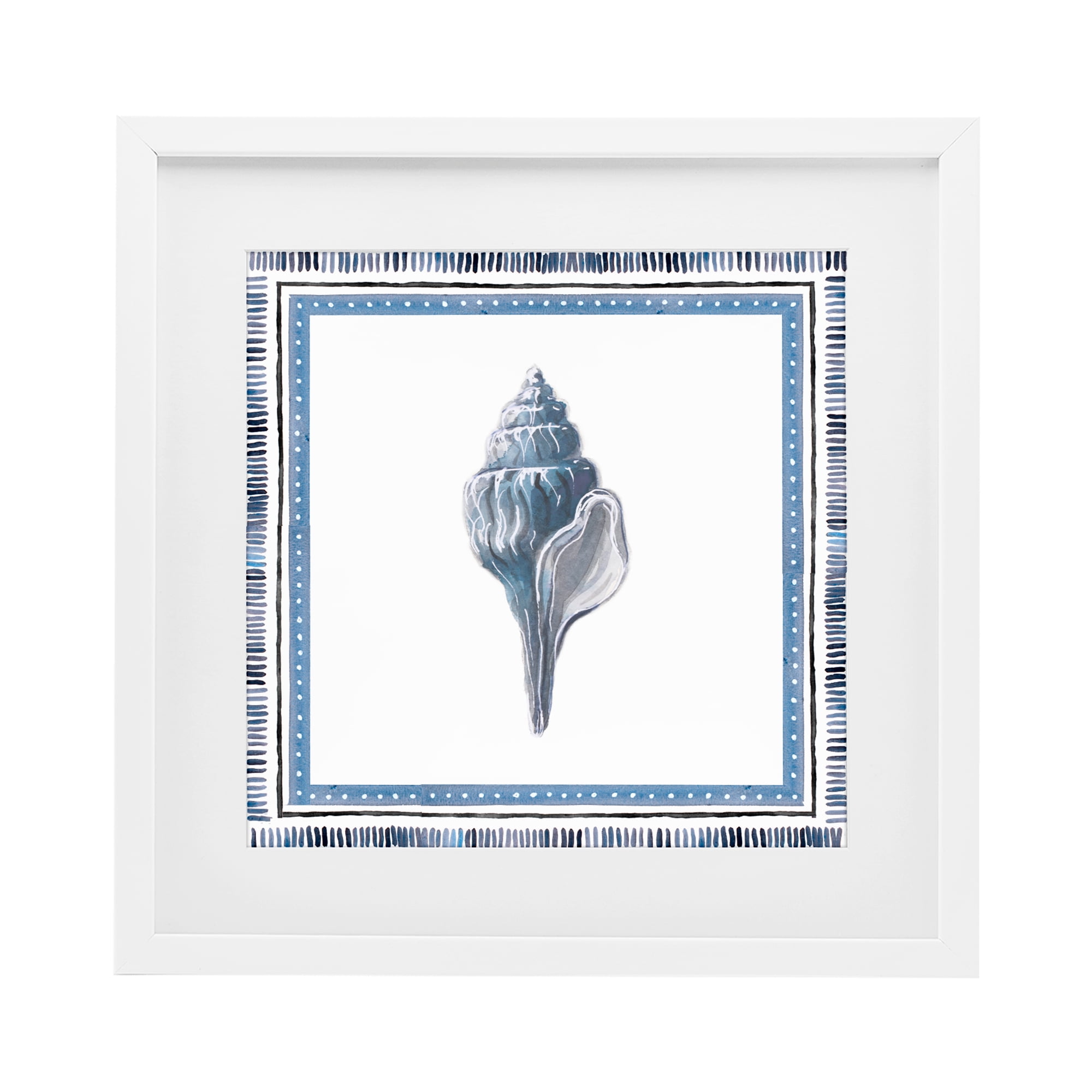 Stupell Industries Soft Blue Conch Shell White Framed Print Under Glass, design by Lanie Loreth