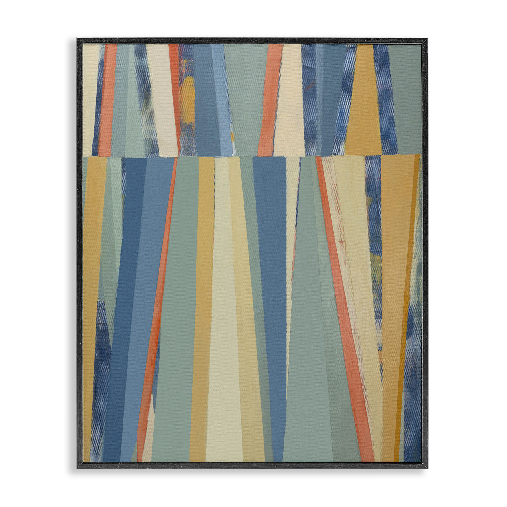 Stupell Industries Soft Blue Pointed Shapes Abstract Painting Black Framed Art Print Wall Art, 16 x 20