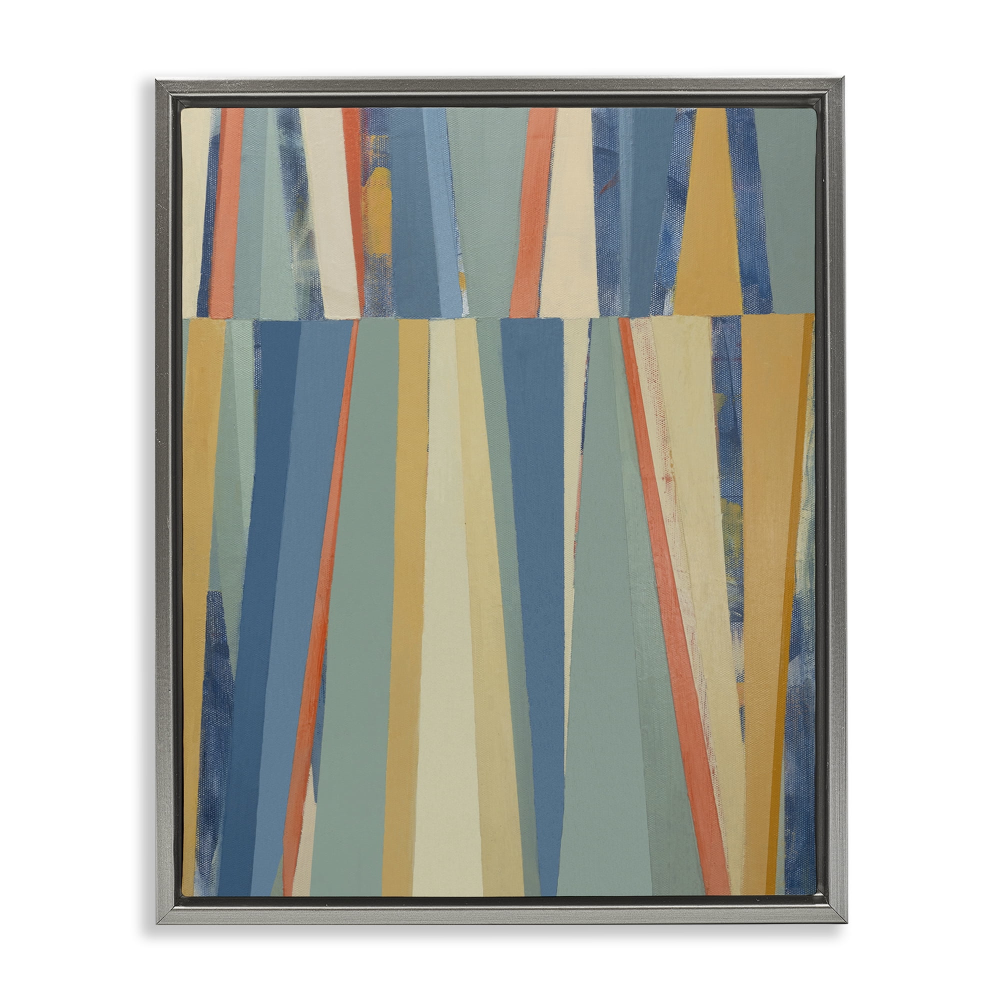 Stupell Industries Soft Blue Pointed Shapes Abstract Painting Gray Floater Framed Canvas Art Print Wall Art, 25 x 31