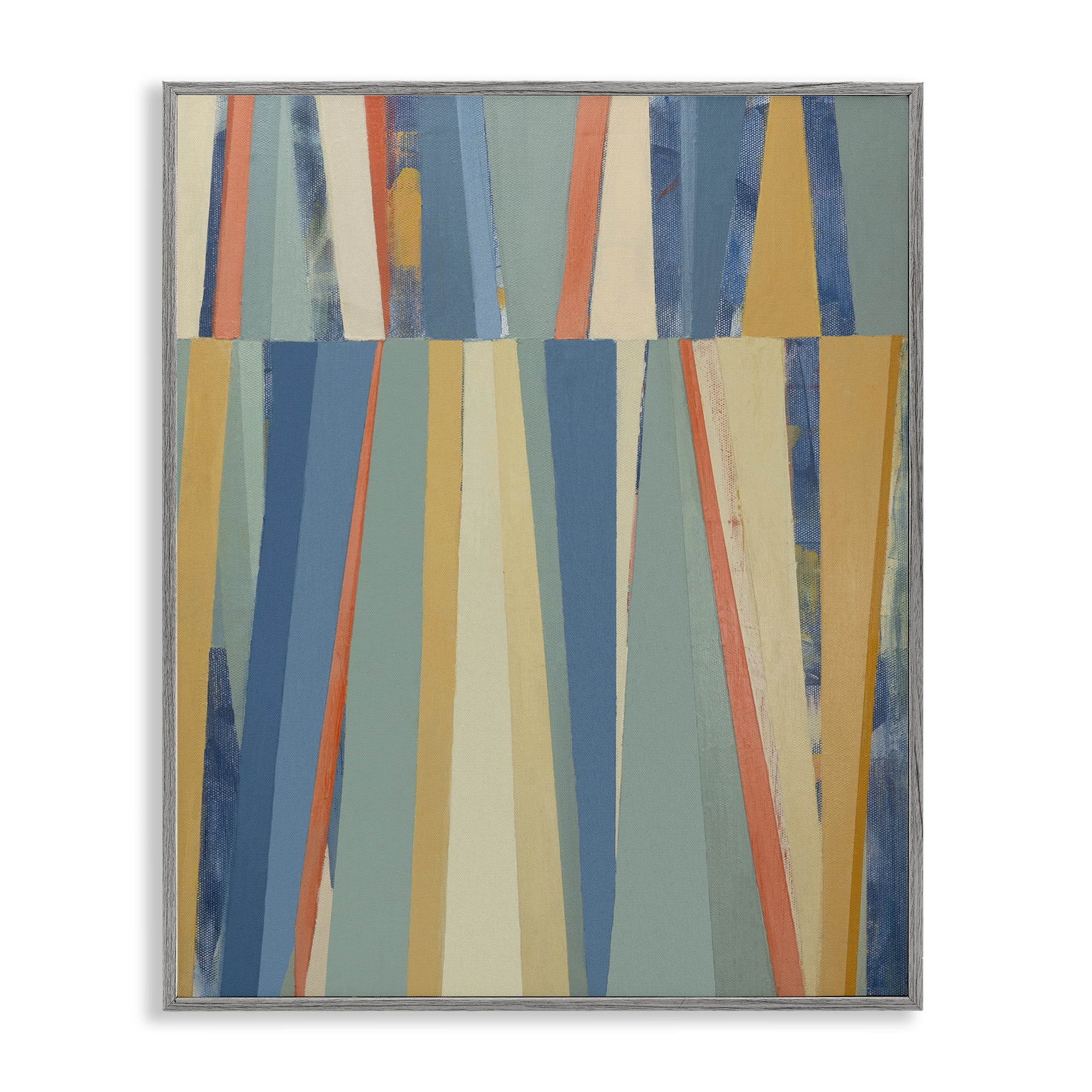 Stupell Industries Soft Blue Pointed Shapes Abstract Painting Gray Framed Art Print Wall Art, 24 x 30