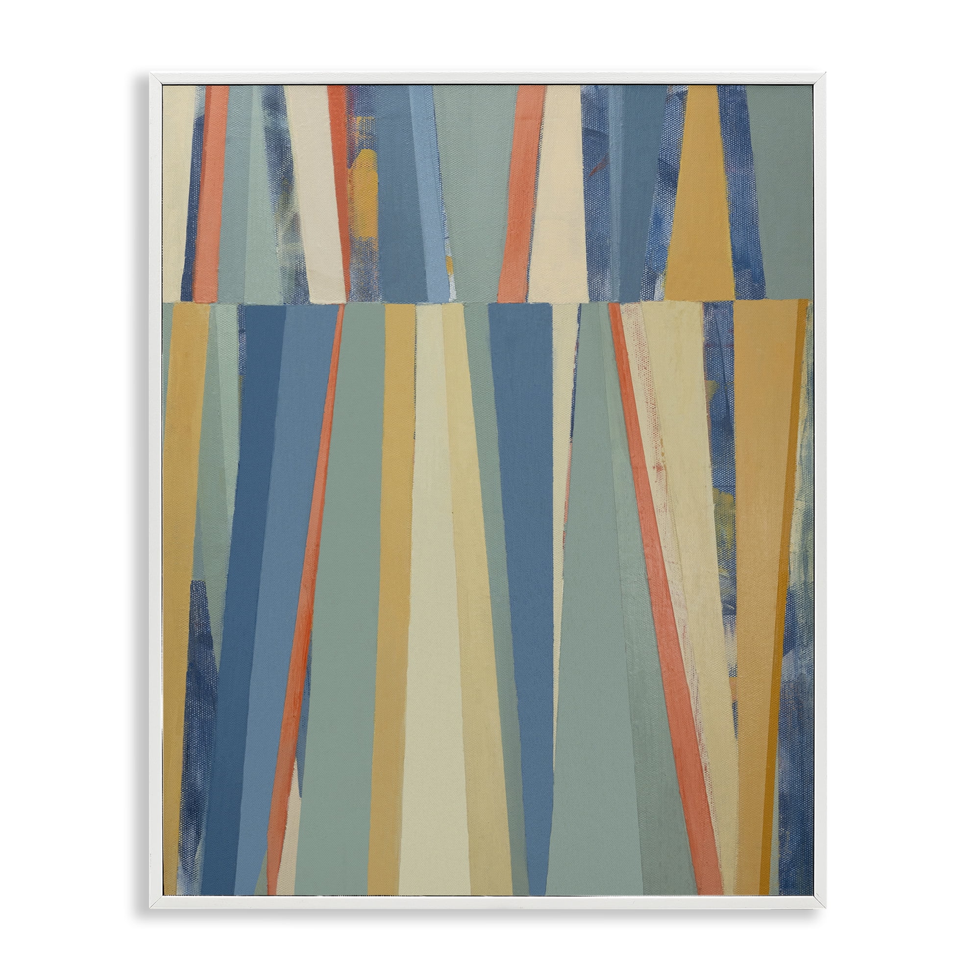 Stupell Industries Soft Blue Pointed Shapes Abstract Painting White Framed Art Print Wall Art, 16 x 20