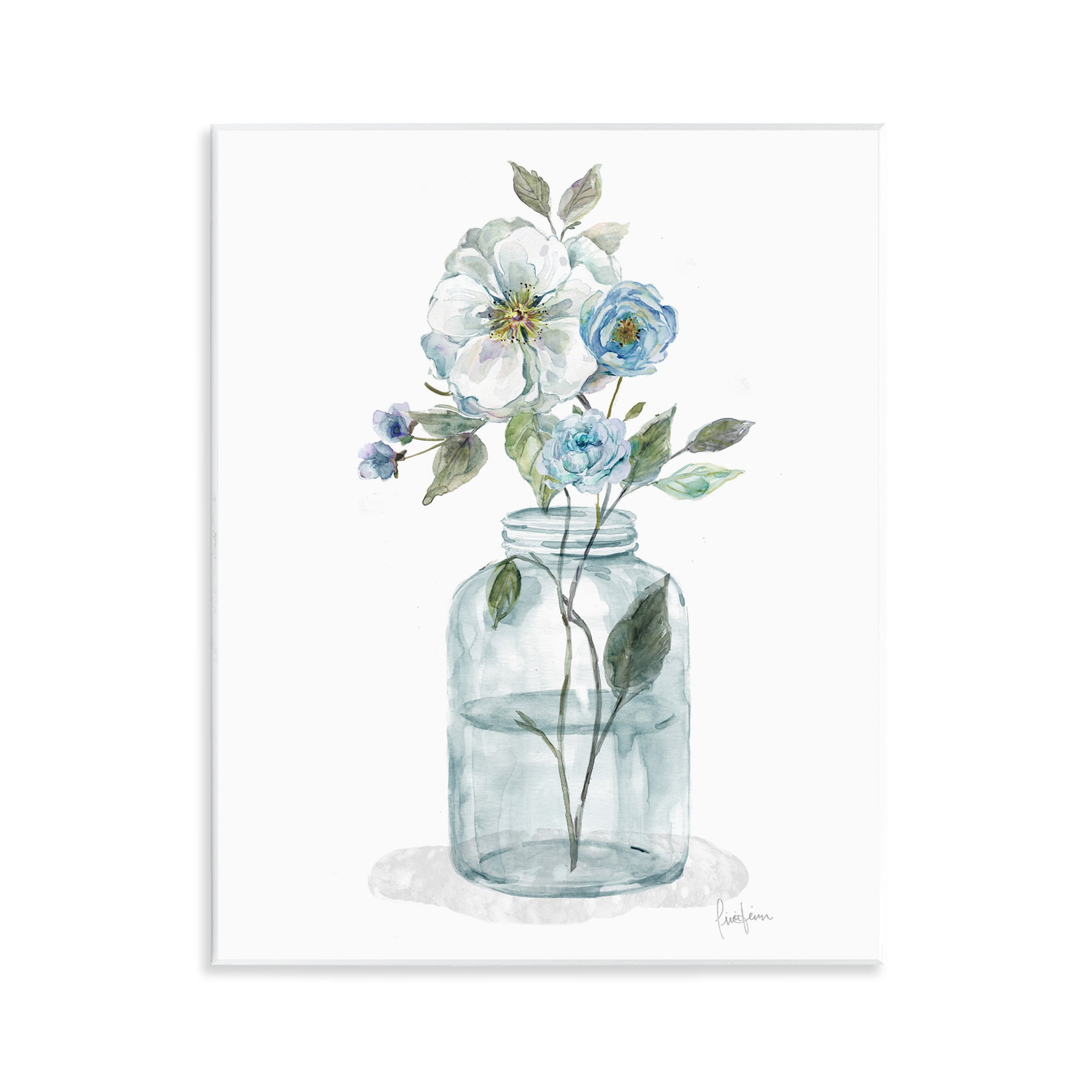 Stupell Industries Soft Blue & White Flowers Botanical & Floral Painting Unframed Art Print Wall Art, 11 x 14