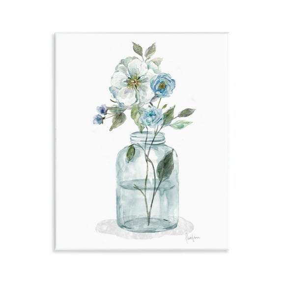 Stupell Industries Soft Blue & White Flowers Botanical & Floral Painting Unframed Art Print Wall Art, 11 x 14