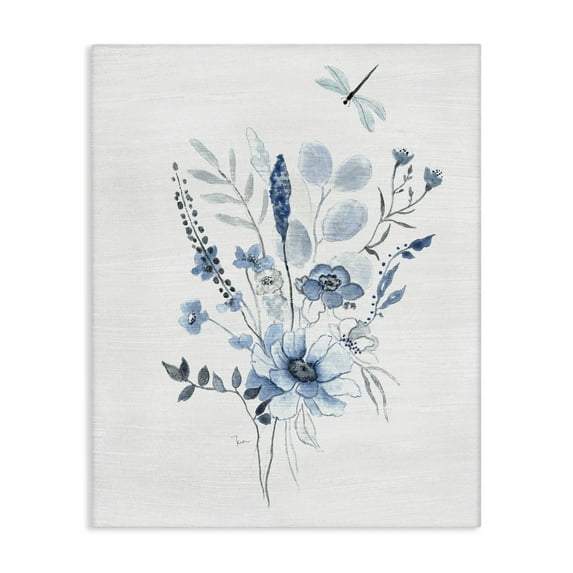 Stupell Industries Soft Blue Wildflowers Botanical & Floral Painting Gallery Wrapped Canvas Art Print Wall Art, 36 x 48