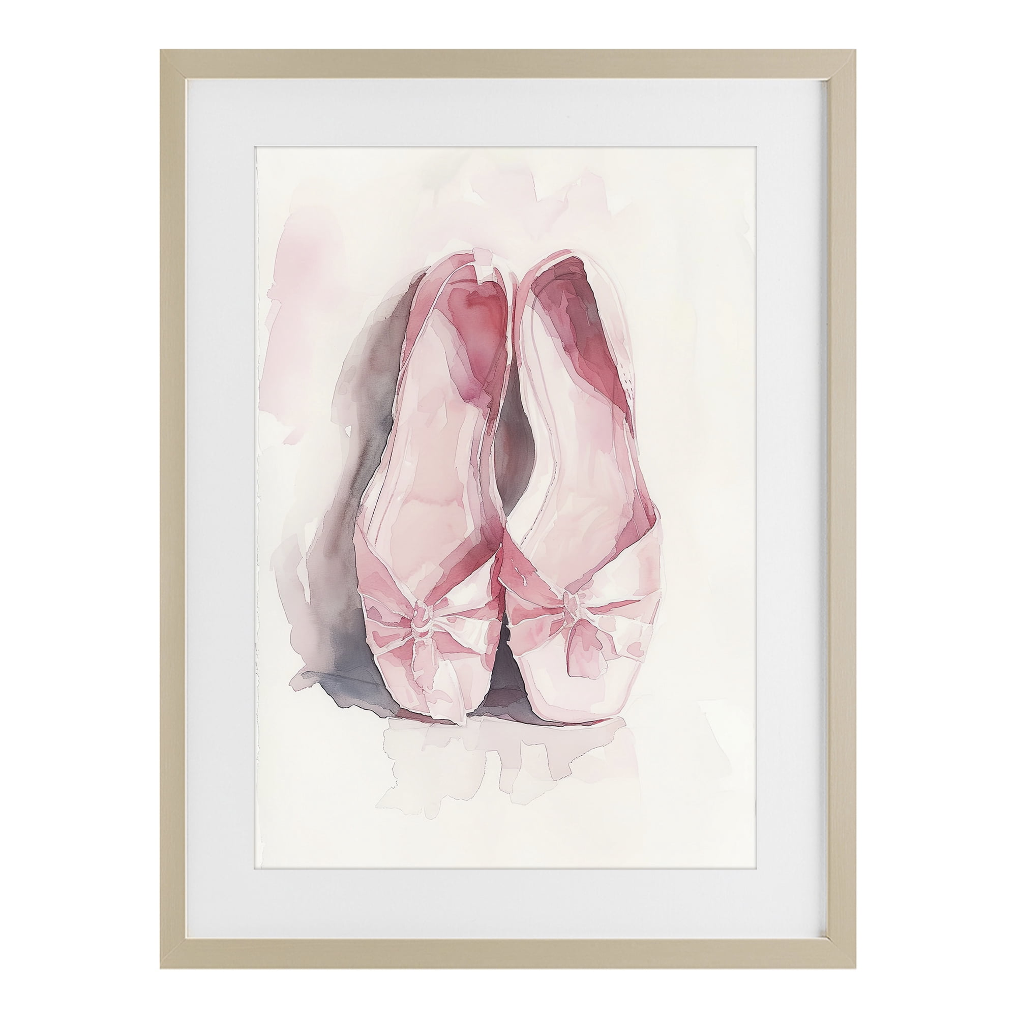 Stupell Industries Soft Blush Ballet Slippers Birch Framed Print Under Glass, design by Ray Powers