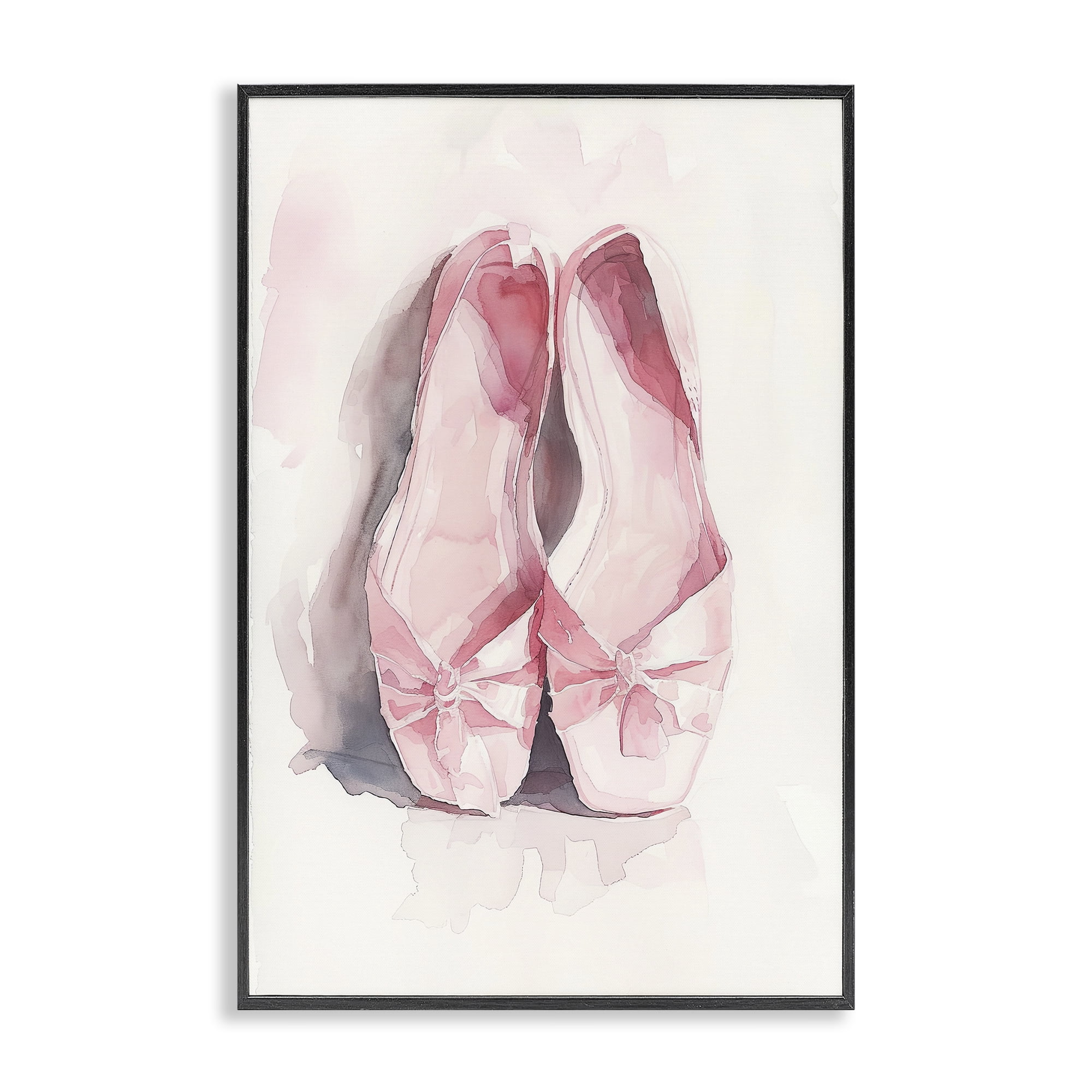 Stupell Industries Soft Blush Ballet Slippers Black Framed Giclee Art, design by Ray Powers