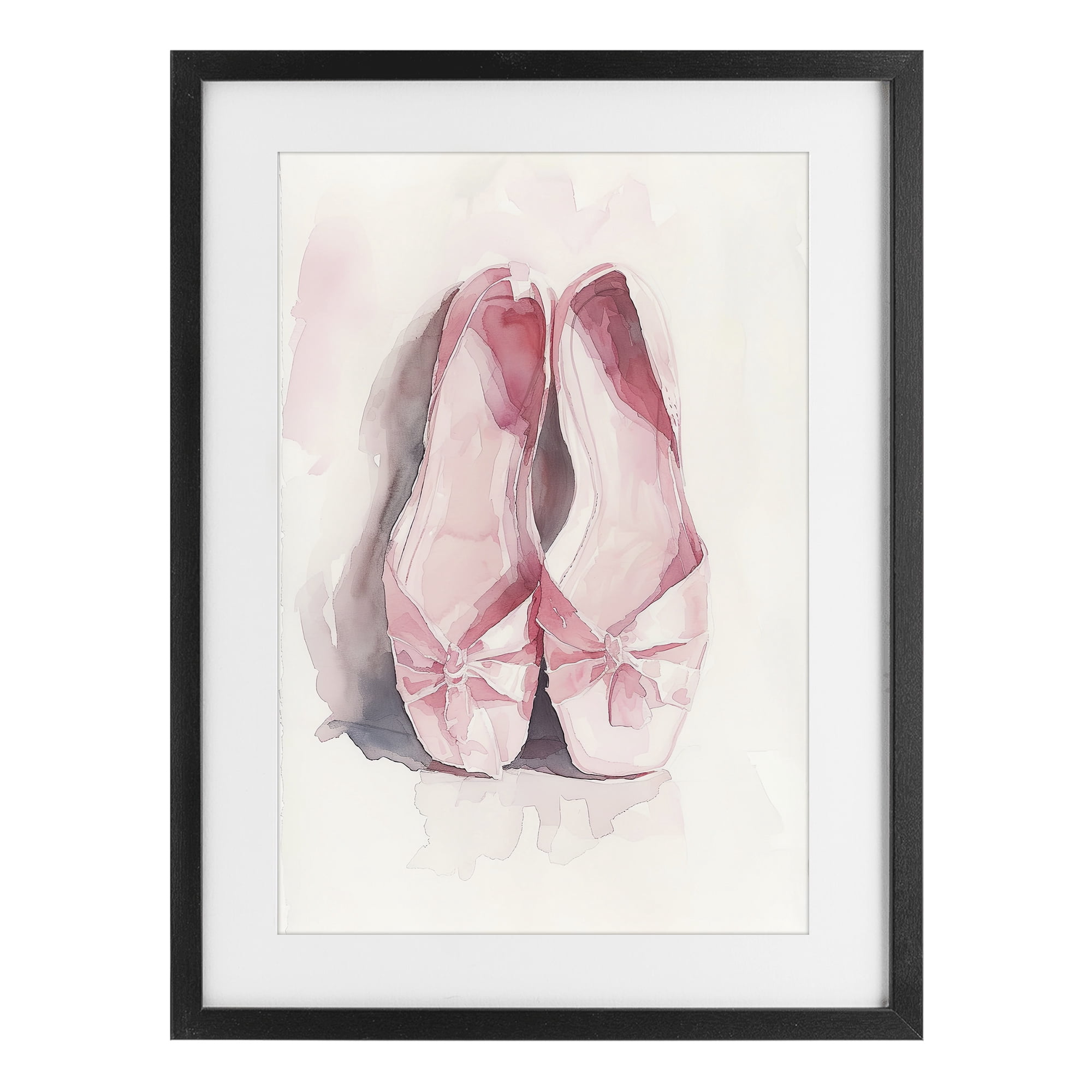 Stupell Industries Soft Blush Ballet Slippers Black Framed Print Under Glass, design by Ray Powers