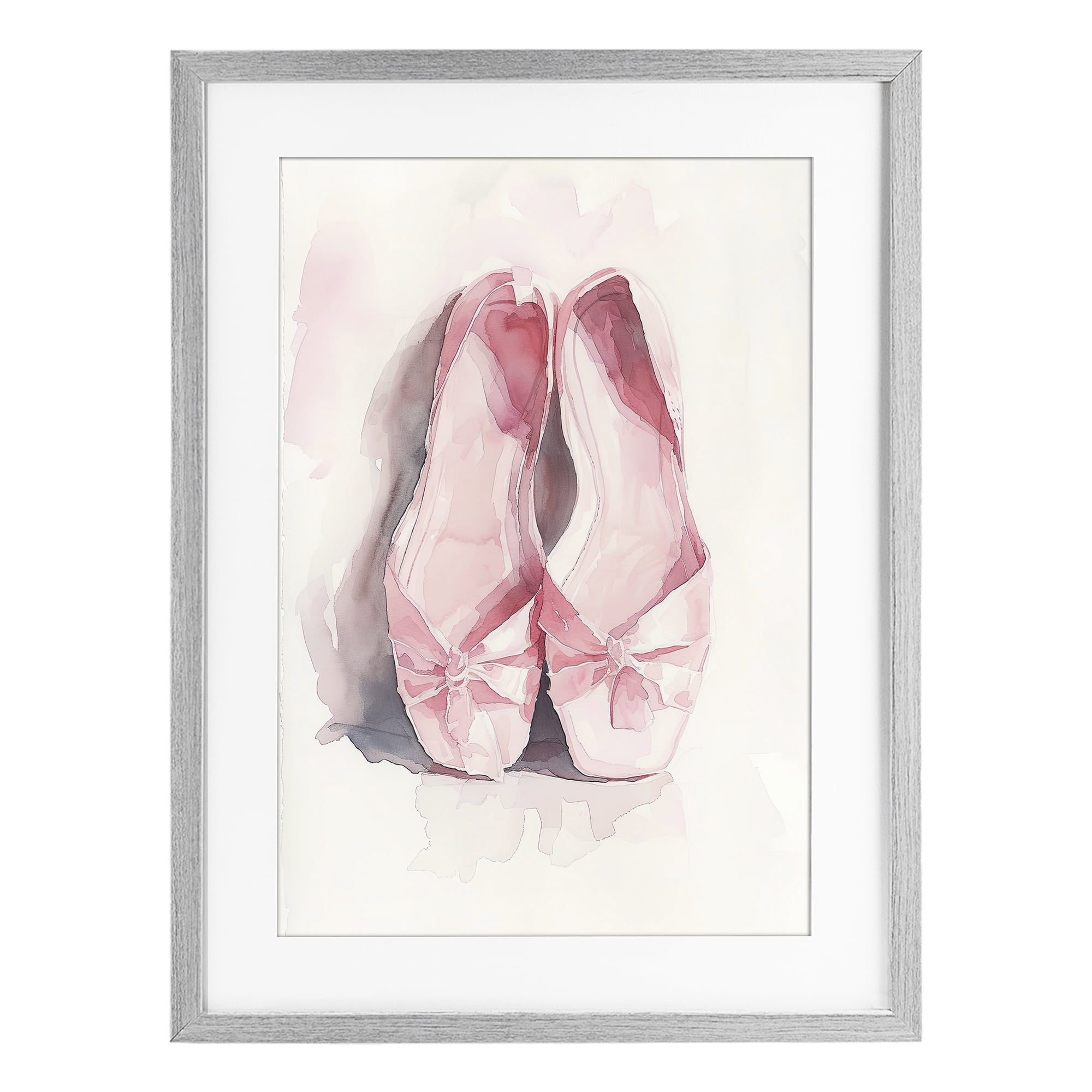 Stupell Industries Soft Blush Ballet Slippers Gray Framed Print Under Glass, design by Ray Powers