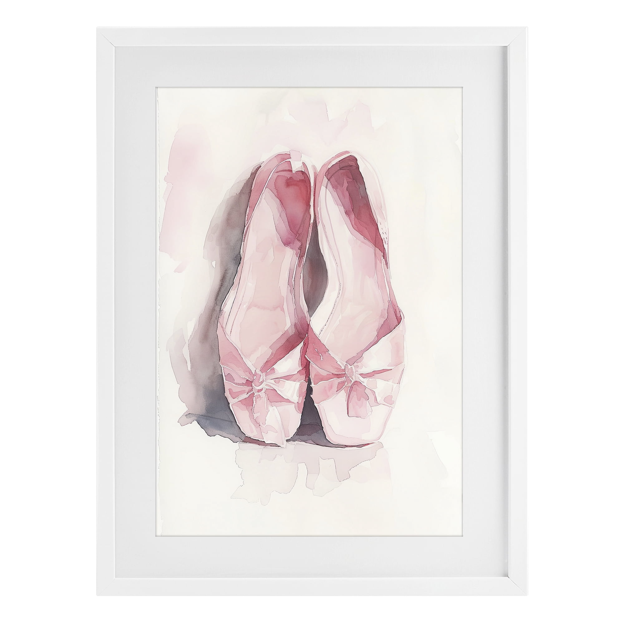 Stupell Industries Soft Blush Ballet Slippers White Framed Print Under Glass, design by Ray Powers