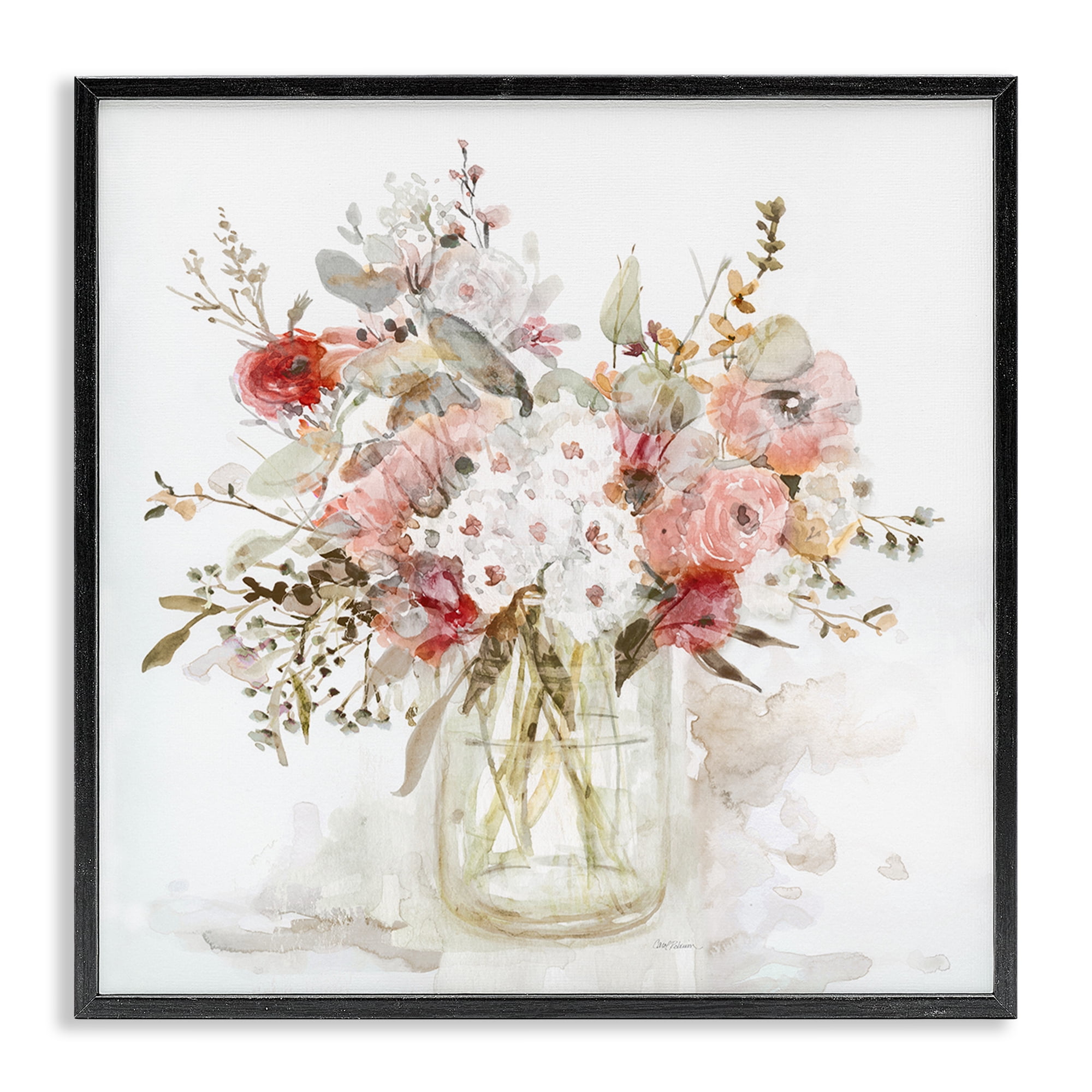 Stupell Industries Soft Blush Botanical Bouquet Black Framed Giclee Art, design by Carol Robinson