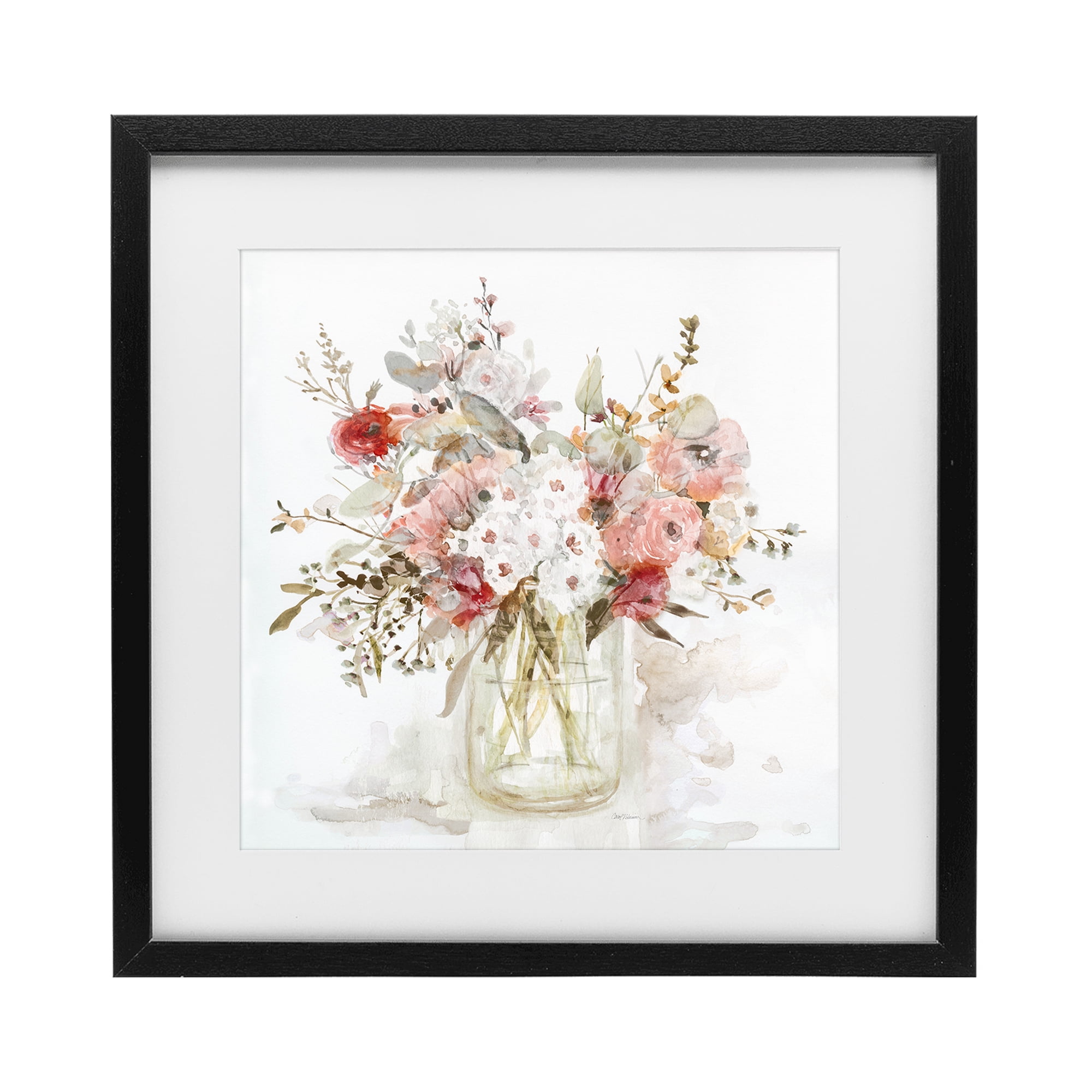 Stupell Industries Soft Blush Botanical Bouquet Black Framed Print Under Glass, design by Carol Robinson