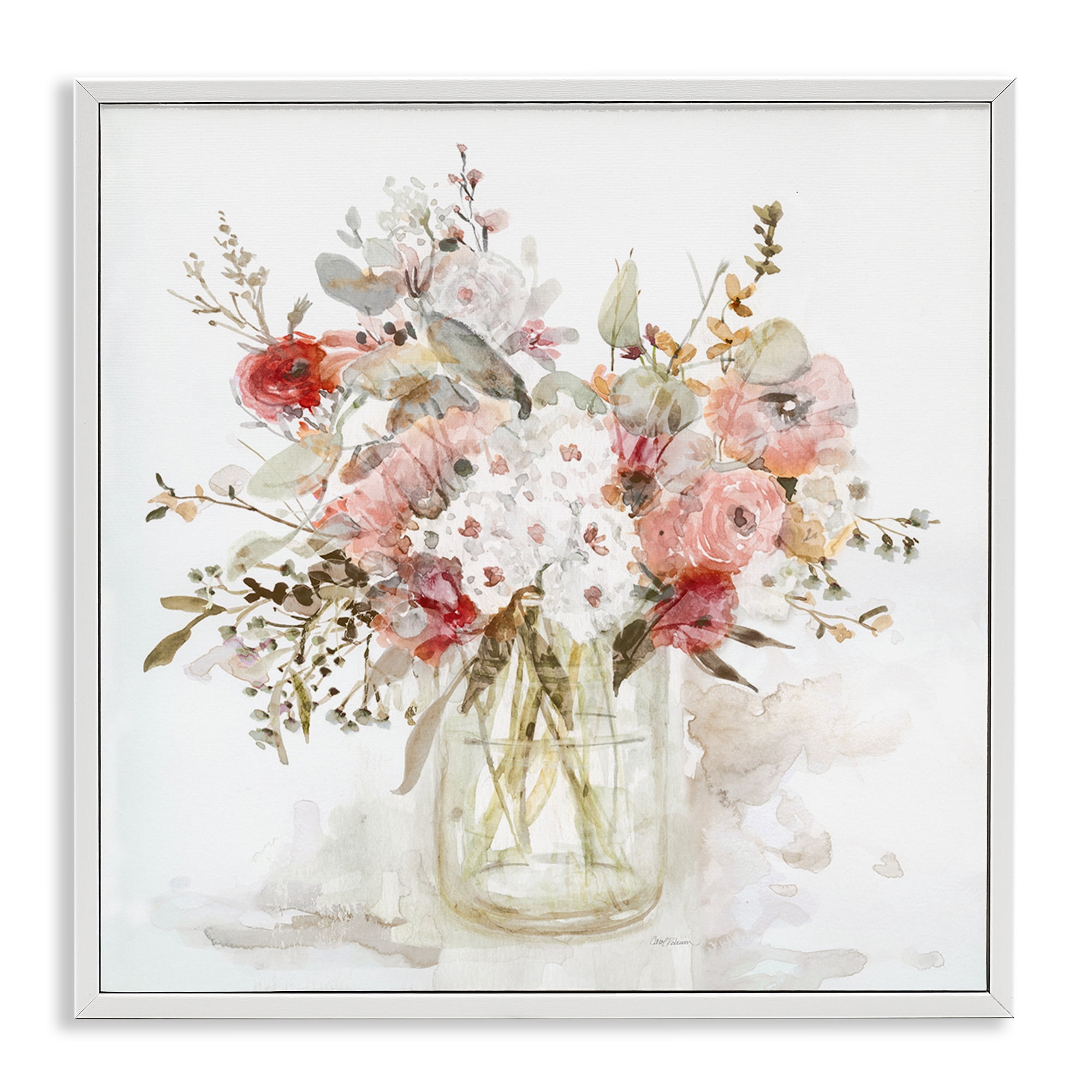 Stupell Industries Soft Blush Botanical Bouquet White Framed Giclee Art, design by Carol Robinson