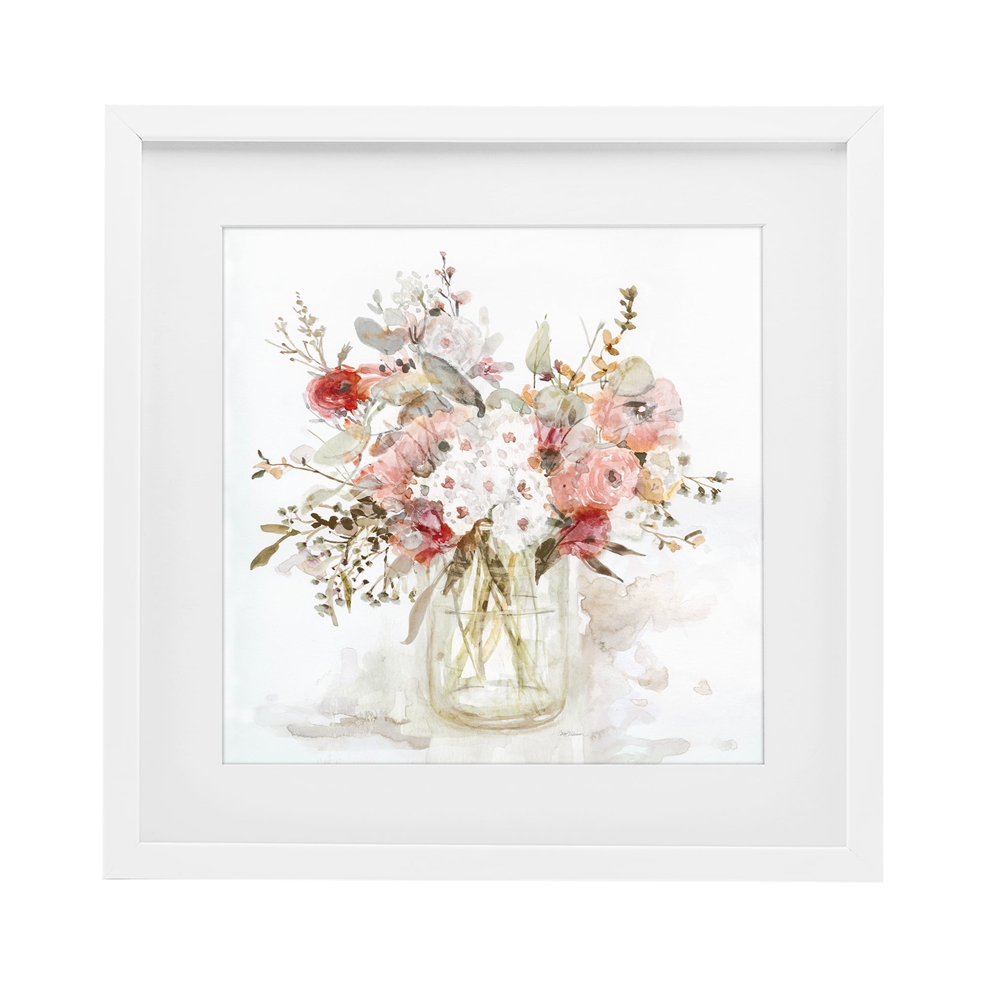 Stupell Industries Soft Blush Botanical Bouquet White Framed Print Under Glass, design by Carol Robinson