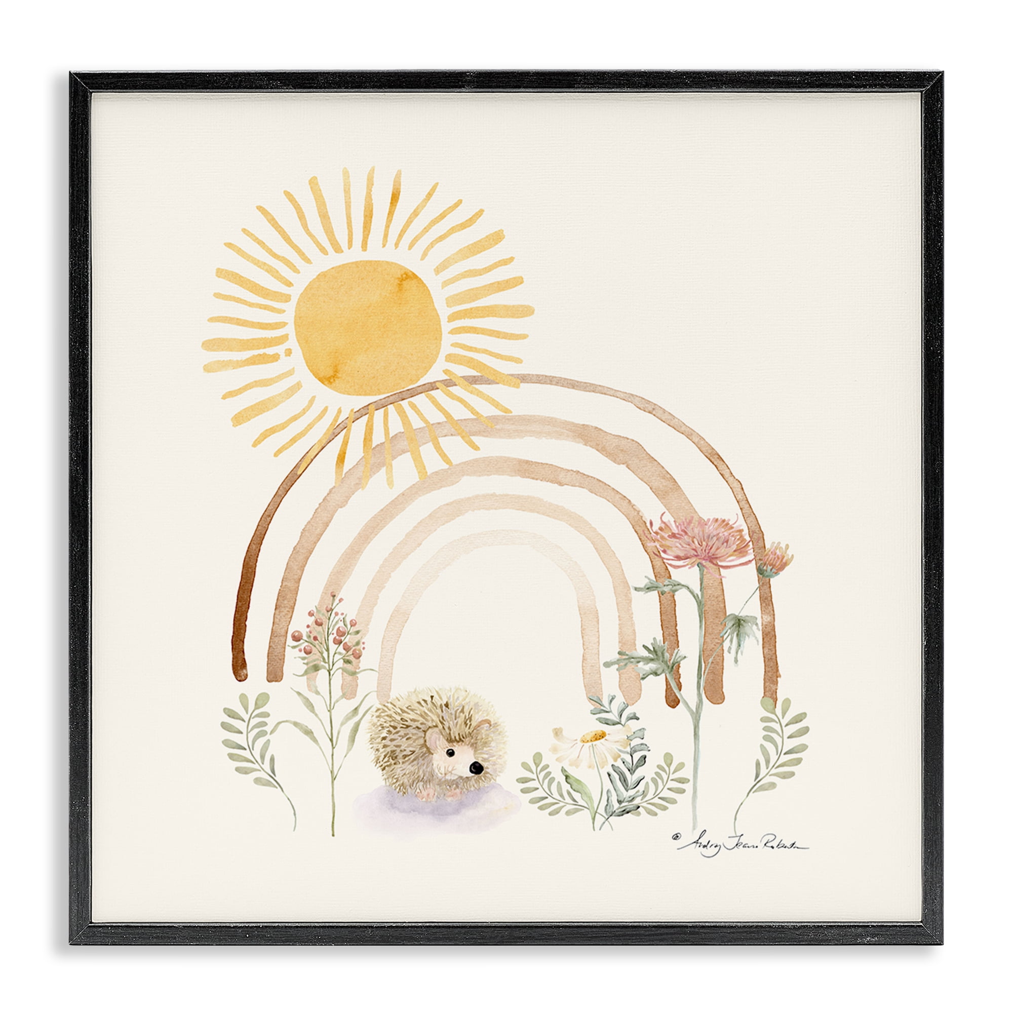 Stupell Industries Soft Boho Nature Landscape & Nature Painting Black Framed Art Print Wall Art, 24 x 24