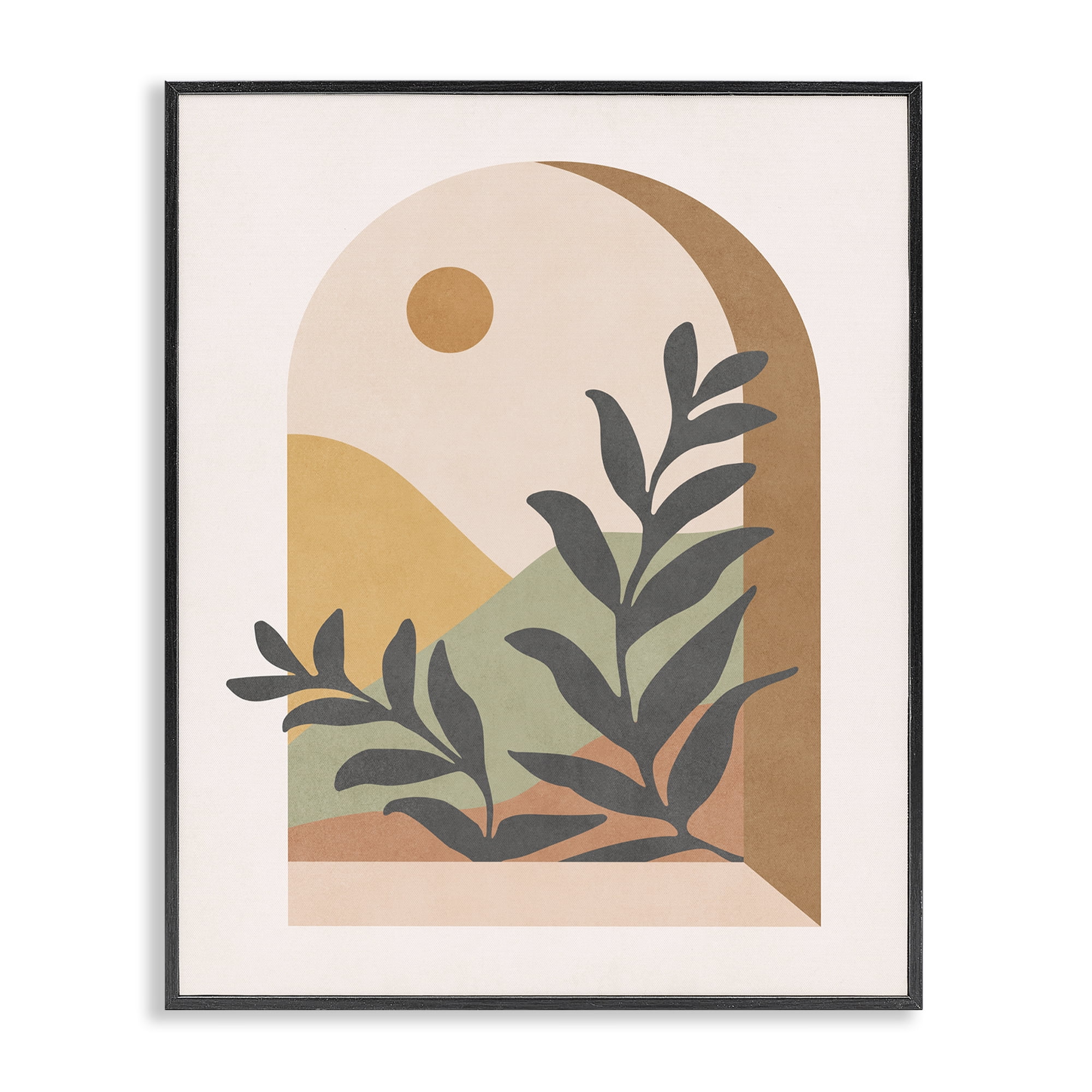 Stupell Industries Soft Boho Window View Landscape & Nature Painting Black Framed Art Print Wall Art, 16 x 20