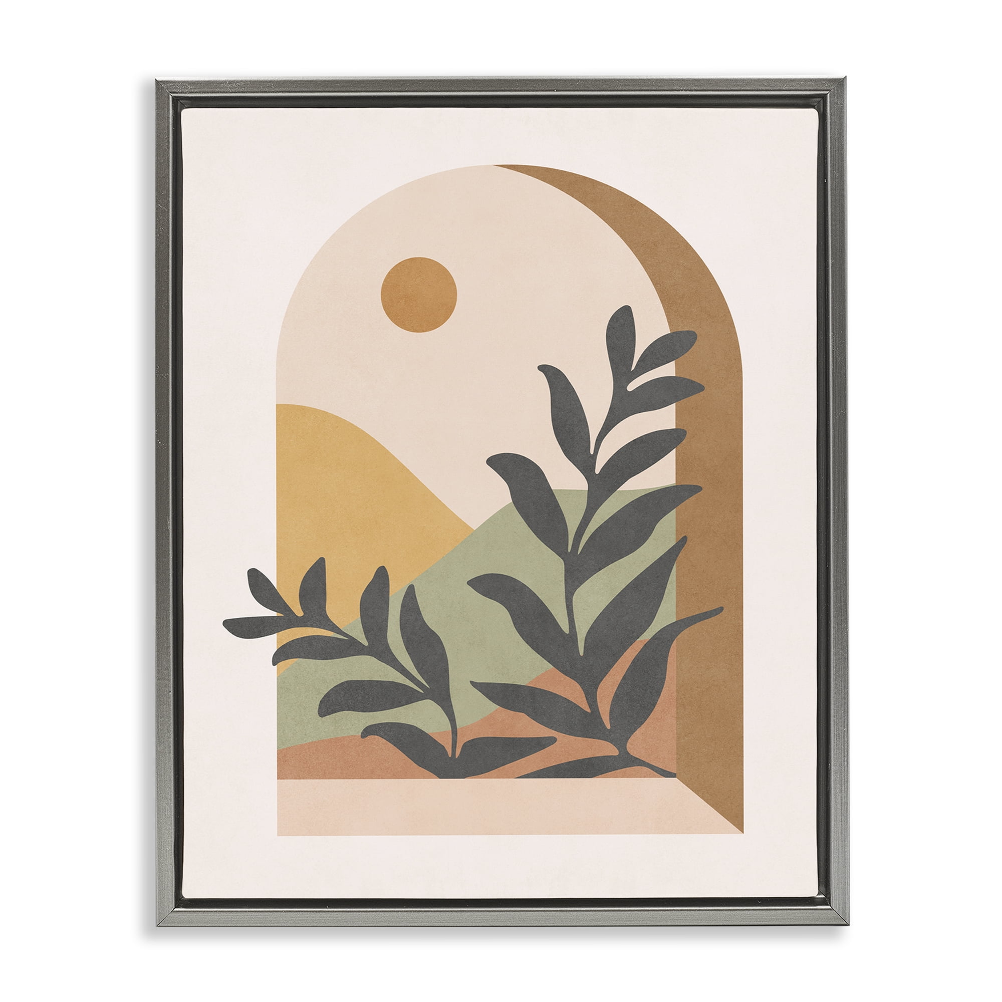 Stupell Industries Soft Boho Window View Landscape & Nature Painting Gray Floater Framed Canvas Art Print Wall Art, 25 x 31