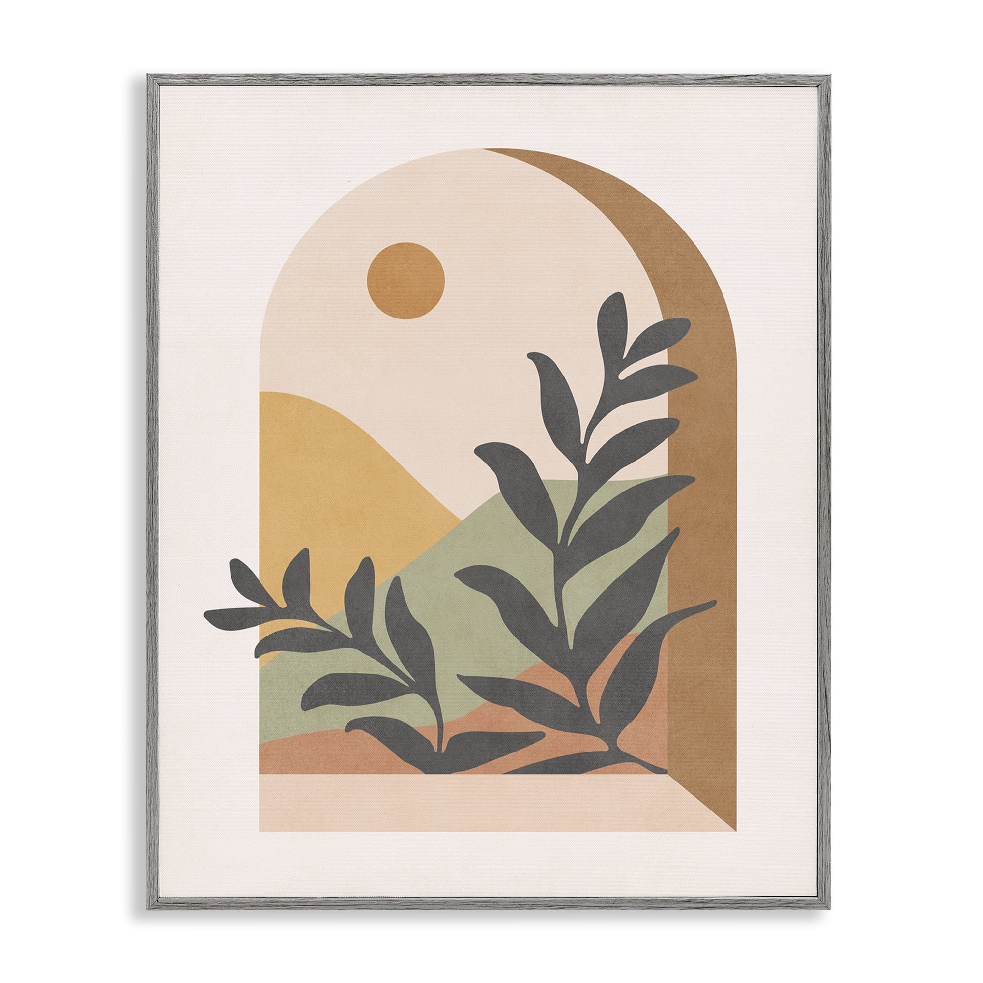 Stupell Industries Soft Boho Window View Landscape & Nature Painting Gray Framed Art Print Wall Art, 16 x 20
