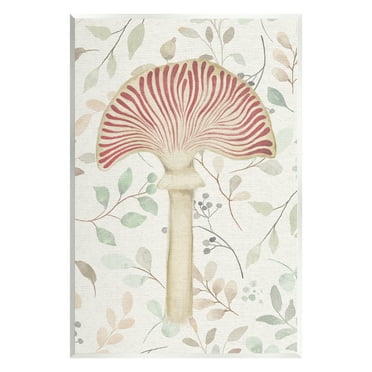Stupell Industries Soft Botanicals & Mushroom Botanical & Floral Painting Unframed Art Print Wall Art, 10 x 15