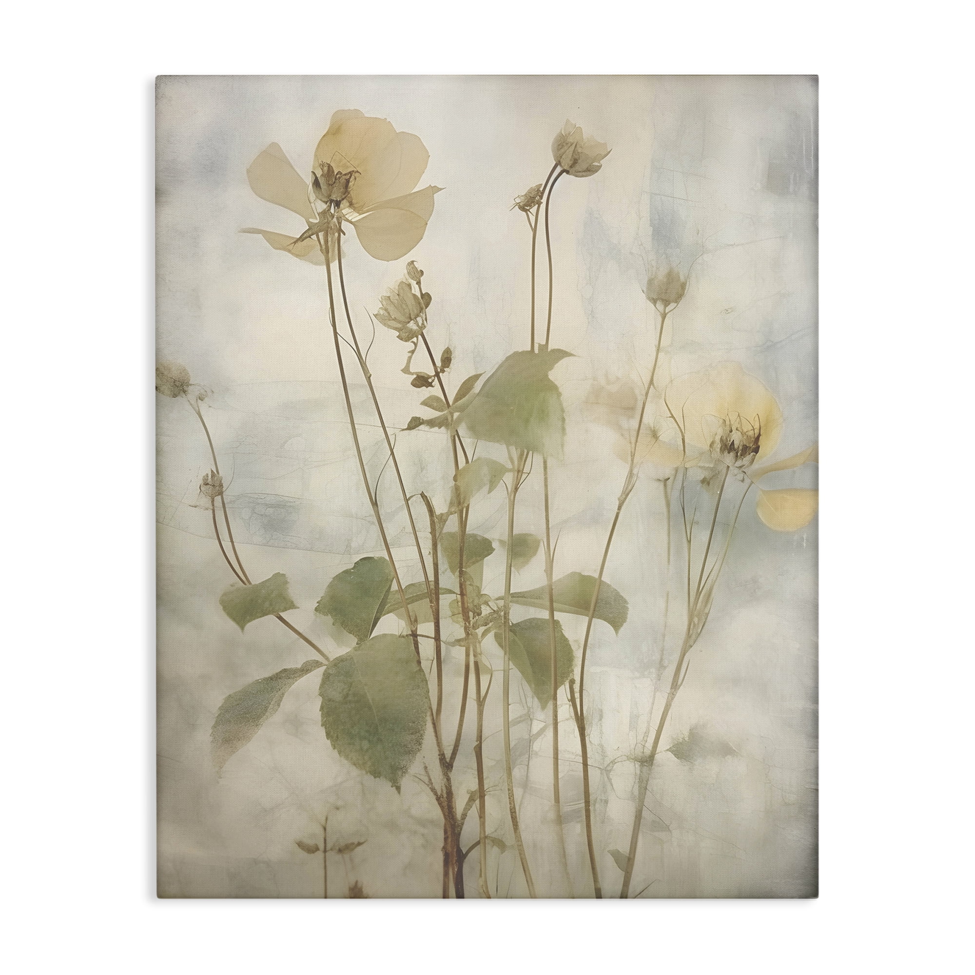 Stupell Industries Soft Botanicals Pattern Plants & Flowers Painting Wrapped Canvas Art Print Wall Art, 30 x 40