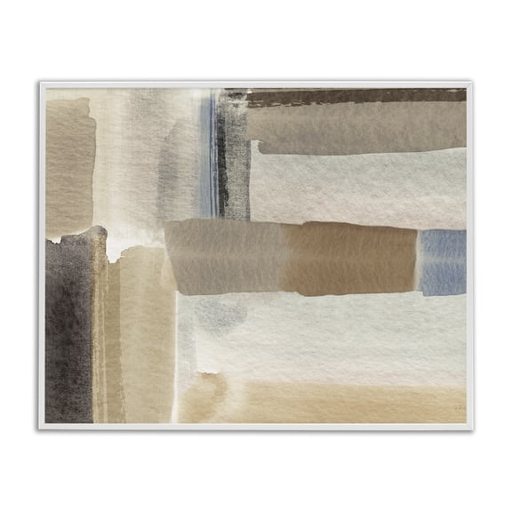 Stupell Industries Soft Brushed Neutral Pattern Abstract Painting White Framed Art Print Wall Art, 20 x 16