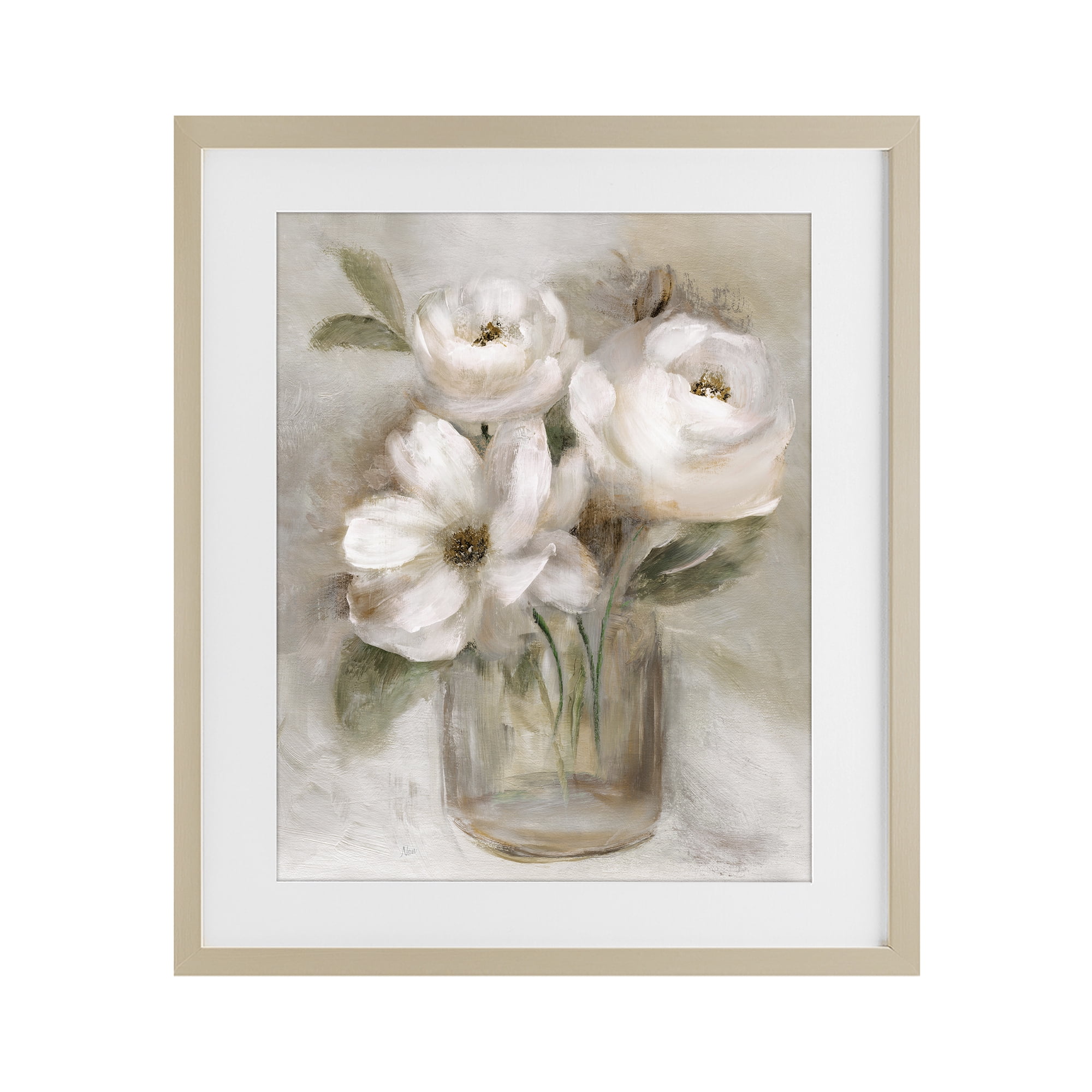 Stupell Industries Soft Brushstroke Roses Birch Framed Print Under Glass, design by Nan