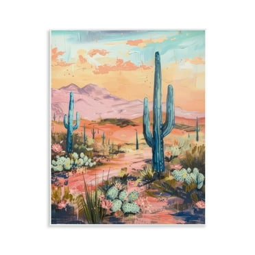 Stupell Industries Soft Canyon Sunset Cacti Landscape & Nature Painting Unframed Art Print Wall Art, 11 x 14