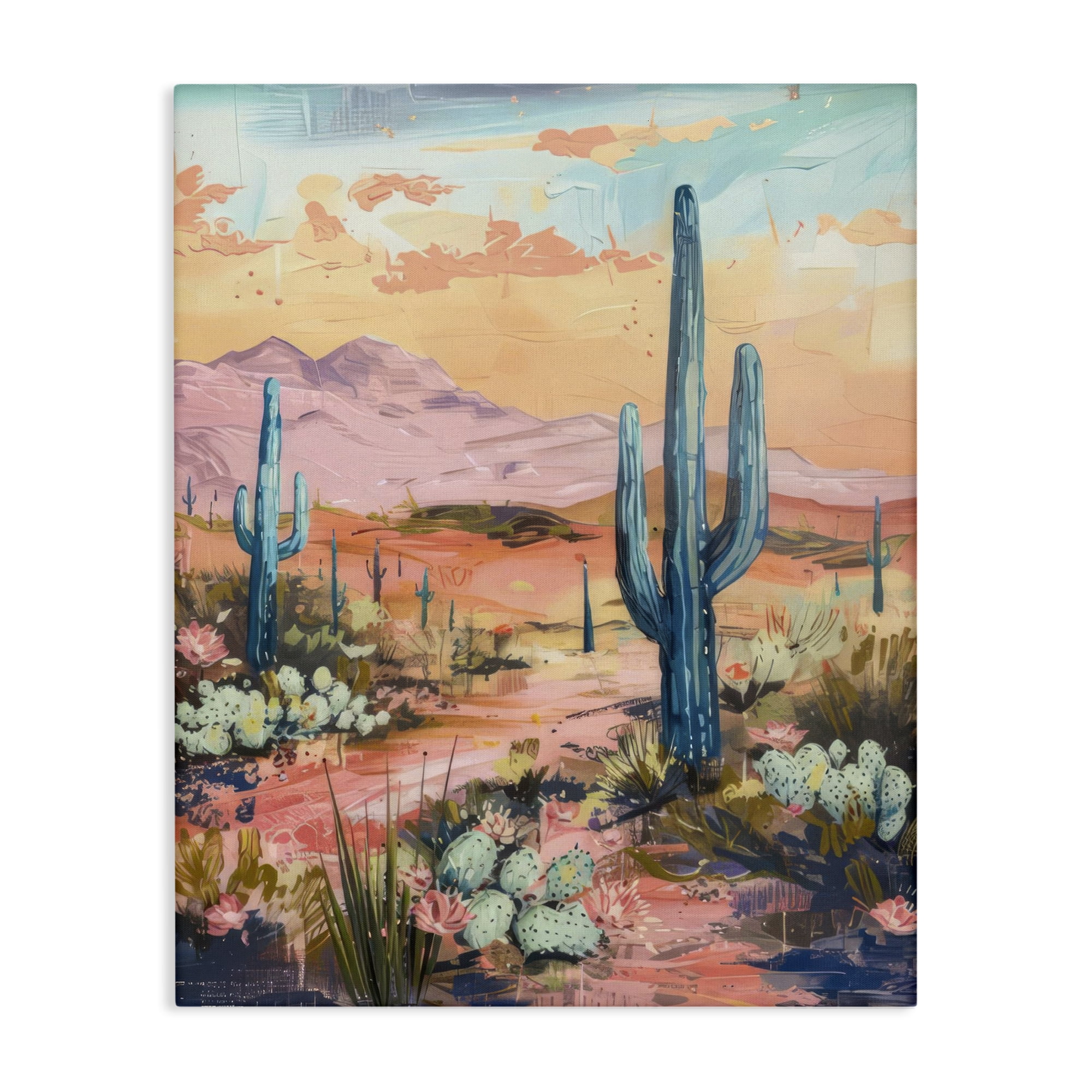 Stupell Industries Soft Canyon Sunset Cacti Landscape & Nature Painting Wrapped Canvas Art Print Wall Art, 16 x 20