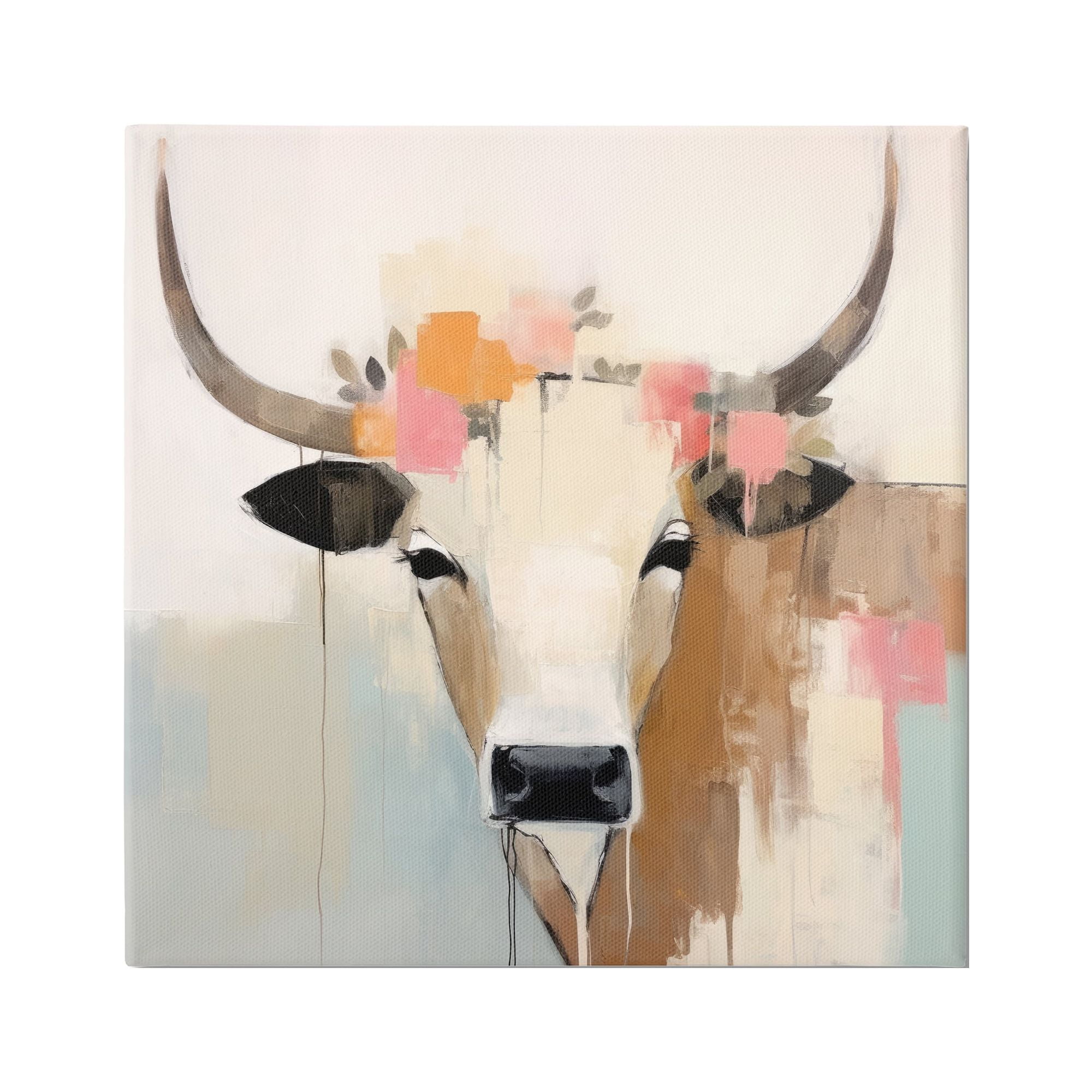 Stupell Industries Soft Cattle Abstraction Animals & Insects Painting Gallery Wrapped Canvas Art Print Wall Art, 30 x 30