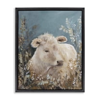 Stupell Industries Soft Cattle Amongst Florals Animals Painting Black Floater Framed Canvas Art Print Wall Art, 17 x 21