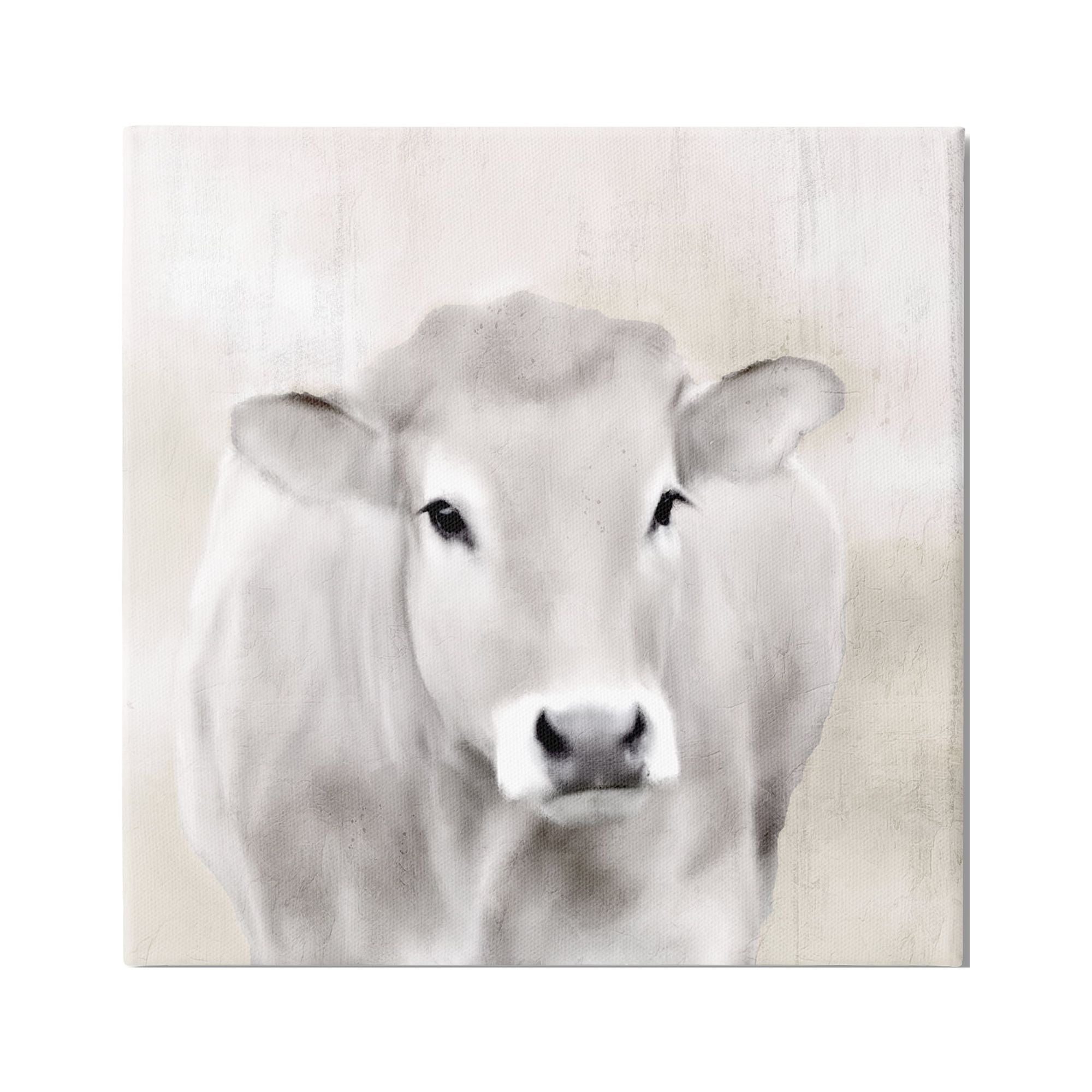Stupell Industries Soft Cattle Portrait Animals & Insects Painting Gallery Wrapped Canvas Art Print Wall Art, 30 x 30