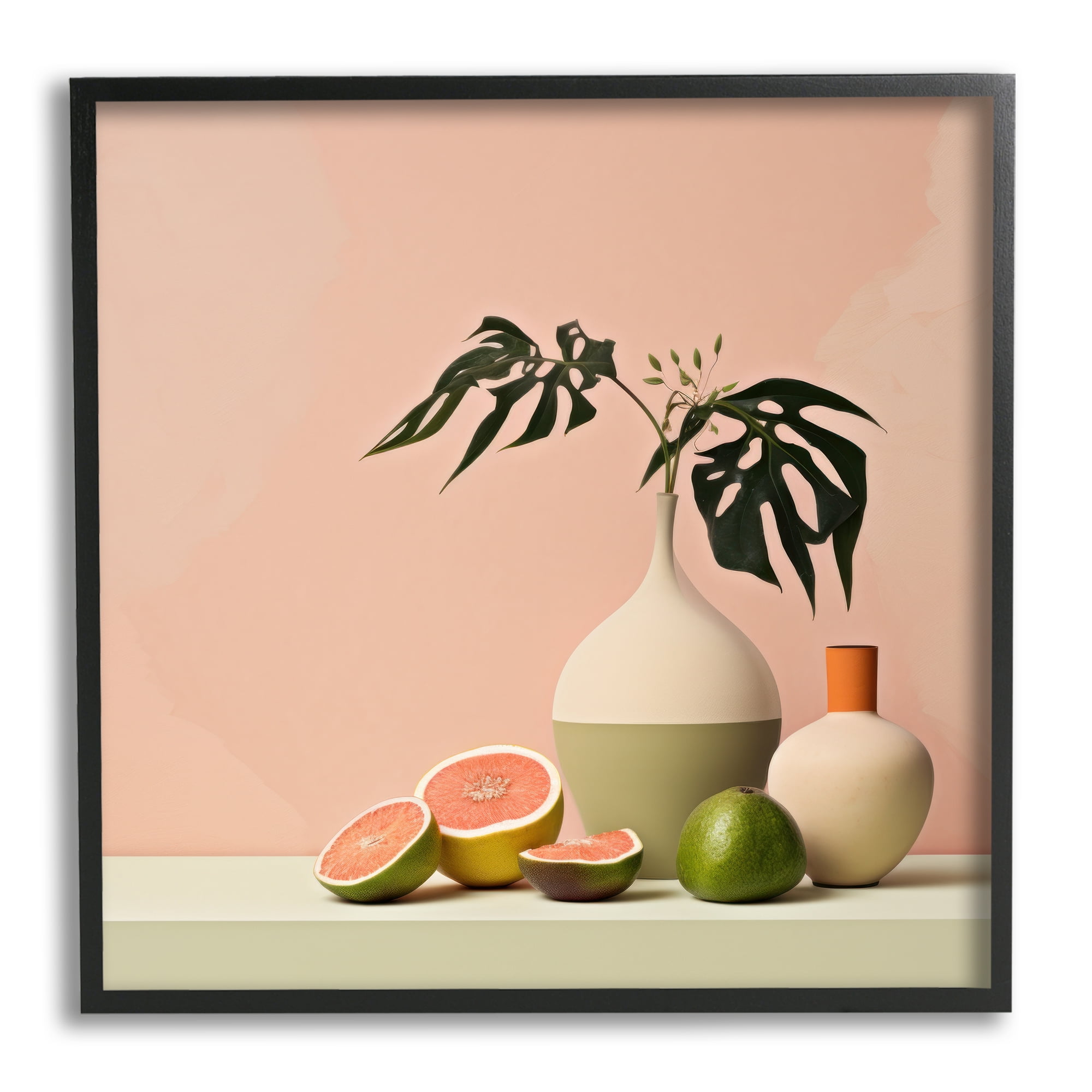 Stupell Industries Soft Citrus Still Life Botanical & Floral Painting Black Framed Art Print Wall Art, 24 x 24