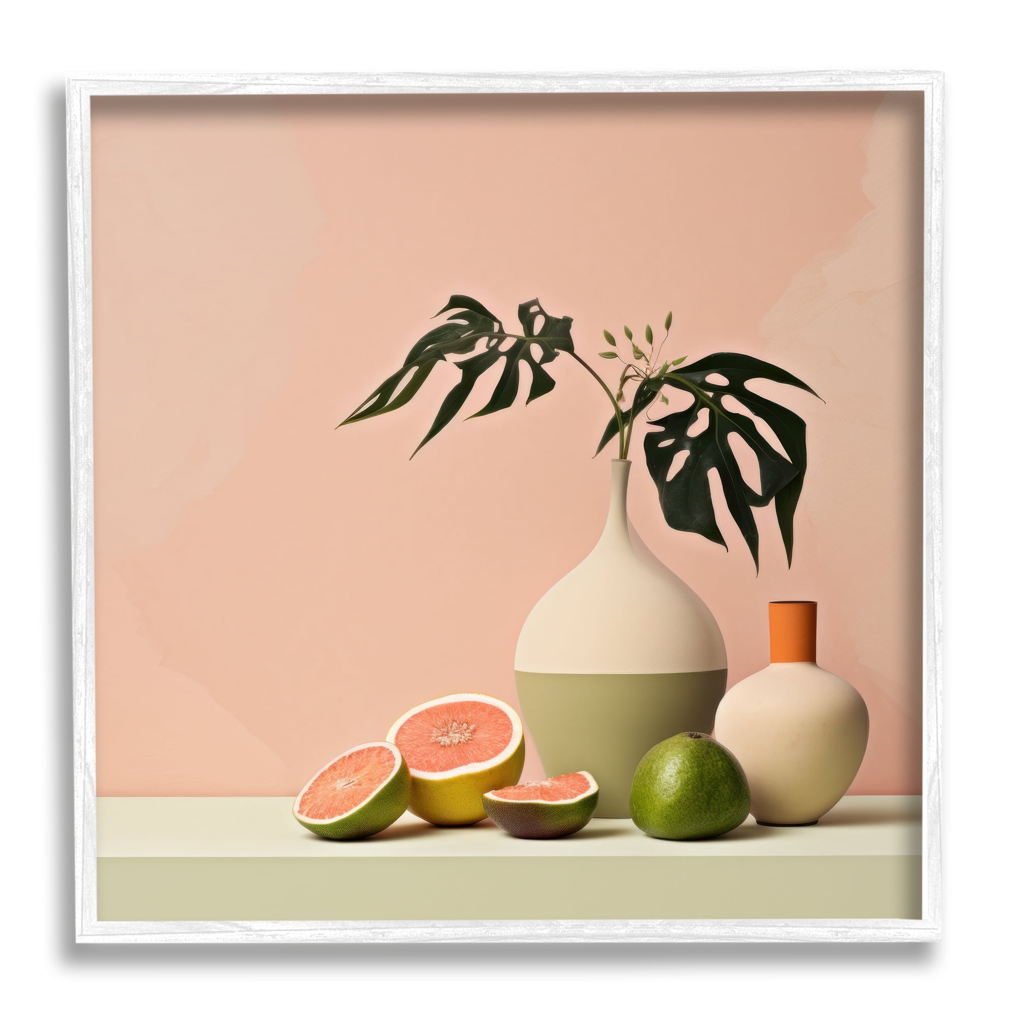 Stupell Industries Soft Citrus Still Life Botanical & Floral Painting White Framed Art Print Wall Art, 17 x 17