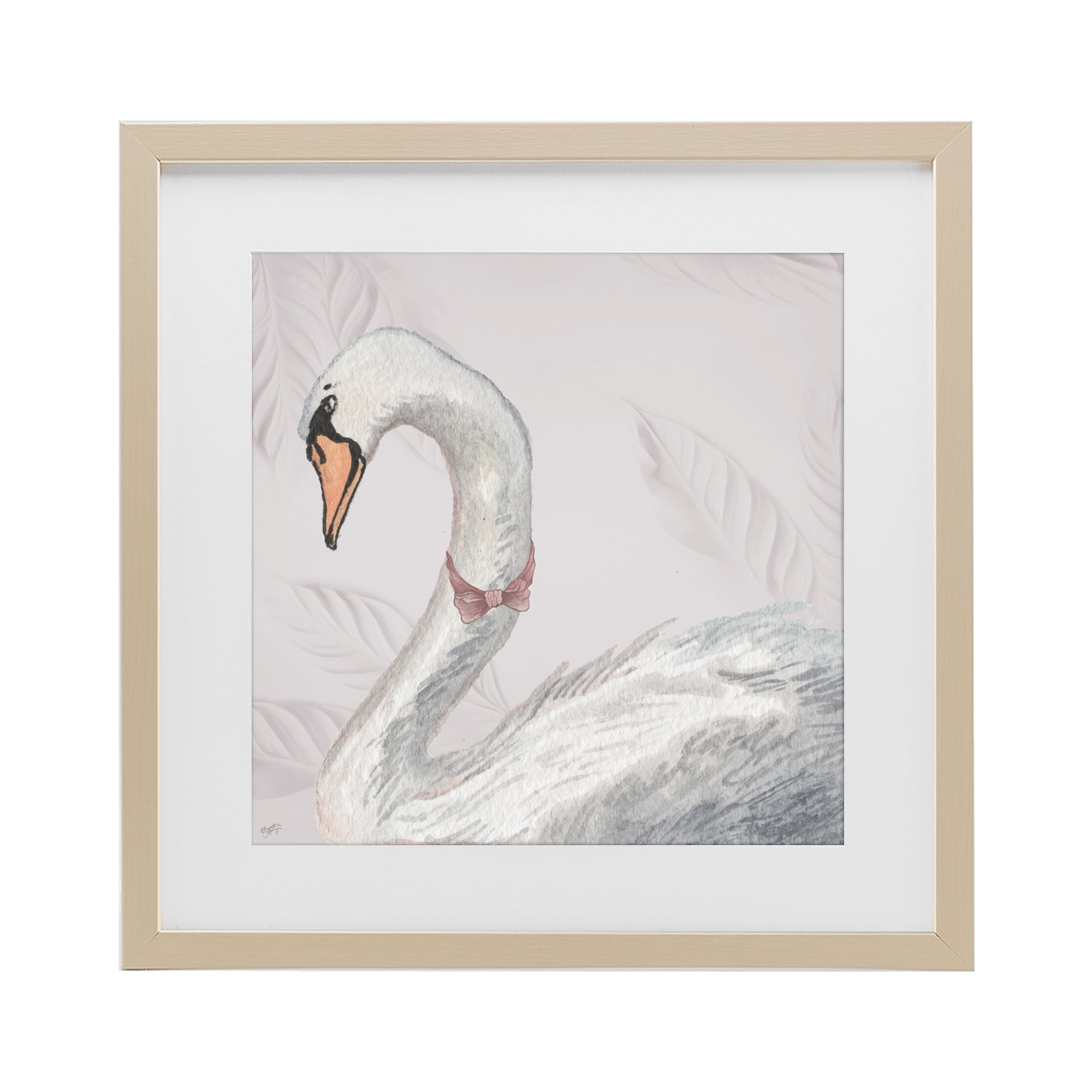 Stupell Industries Soft Classic Swan & Bow Birch Framed Print Under Glass, design by Elizabeth Medley