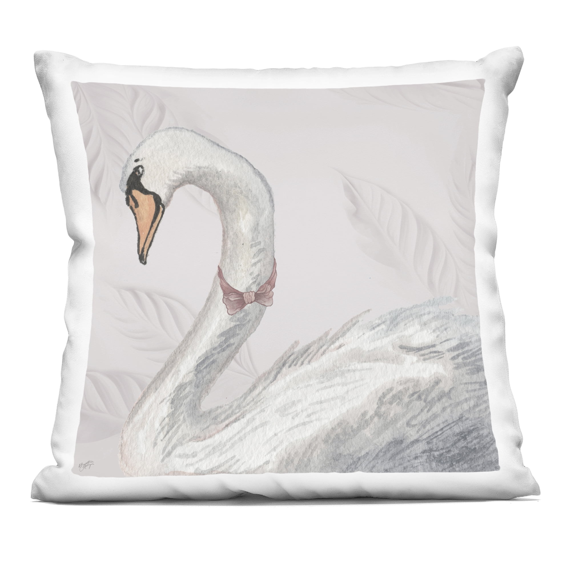 Stupell Industries Soft Classic Swan & Bow Decorative Printed Throw Pillow, design by Elizabeth Medley