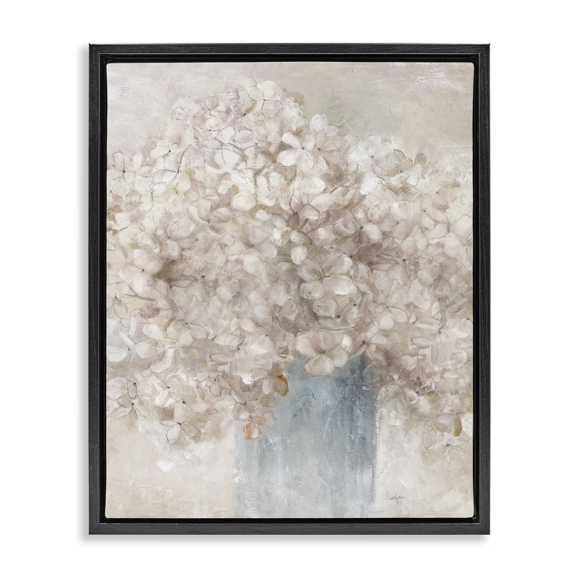 Stupell Industries Soft Clouded Bouquet Botanical & Floral Painting Black Floater Framed Art Print Wall Art, 17 x 21