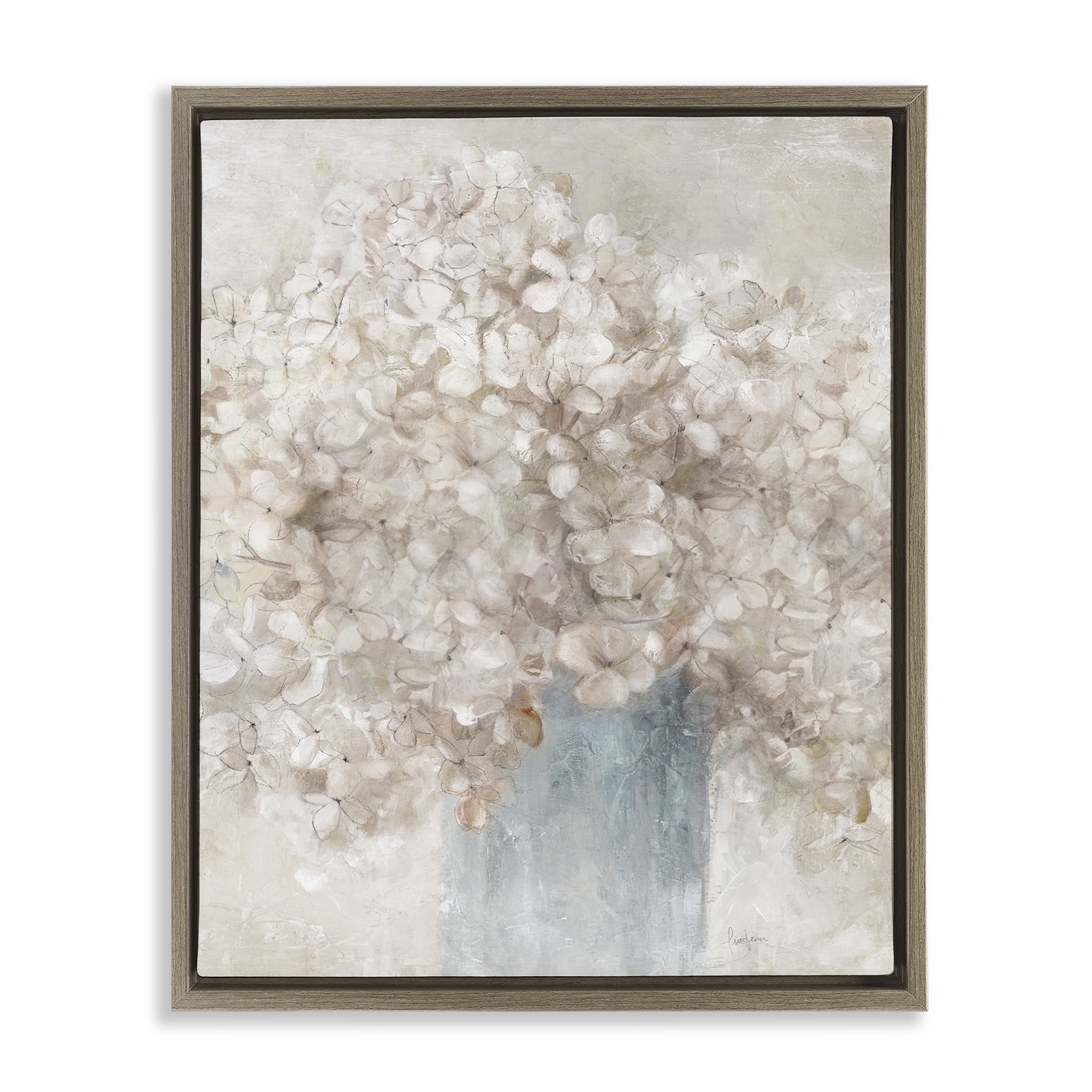 Stupell Industries Soft Clouded Bouquet Botanical & Floral Painting Brown Floater Framed Art Print Wall Art, 25 x 31