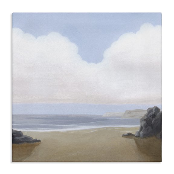 Stupell Industries Soft Clouds Over Beach Landscape Painting Gallery Wrapped Canvas Art Print Wall Art, 24 x 24
